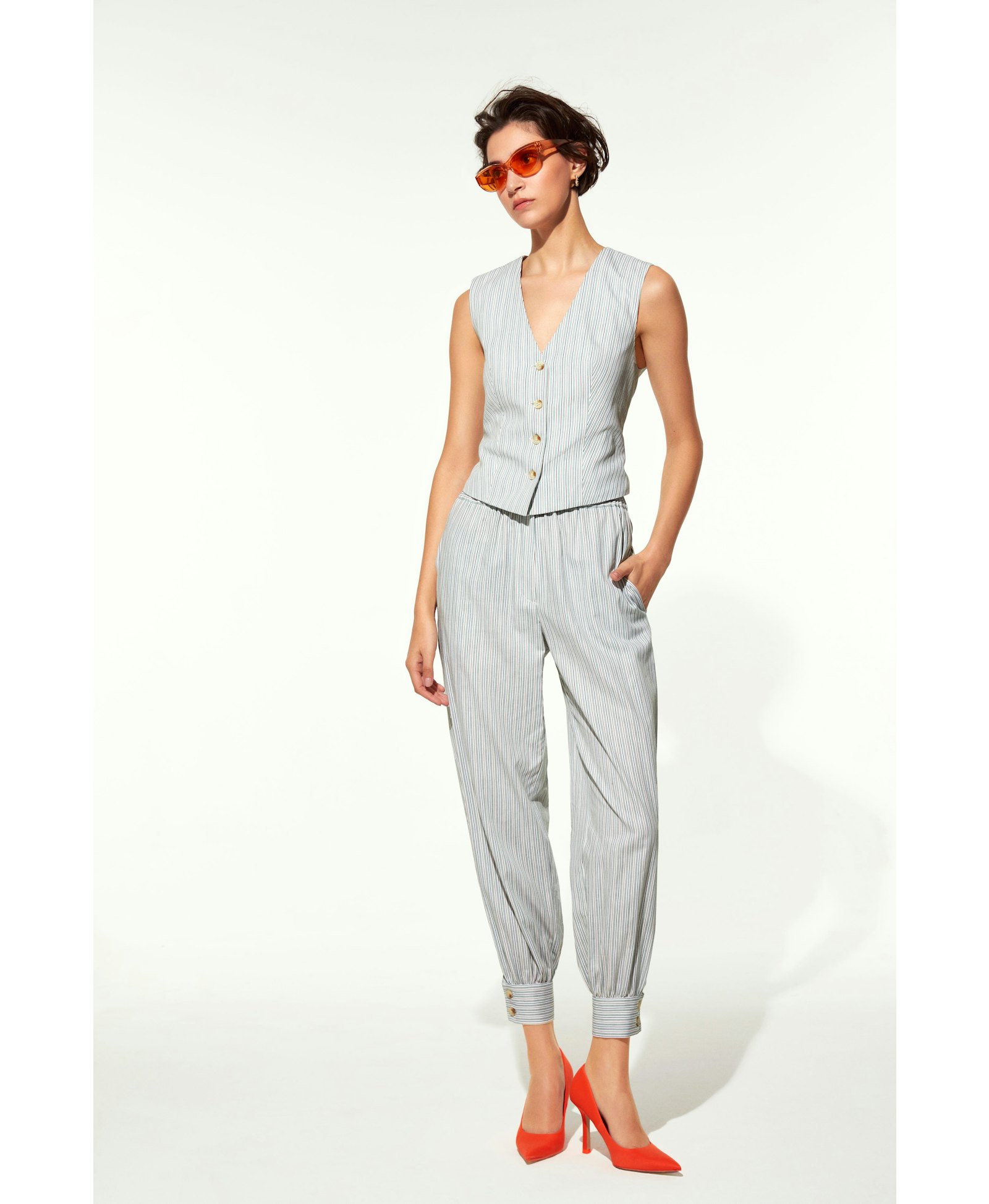 Maith Buttoned Cuffs Cotton Trousers made by Nazli Ceren