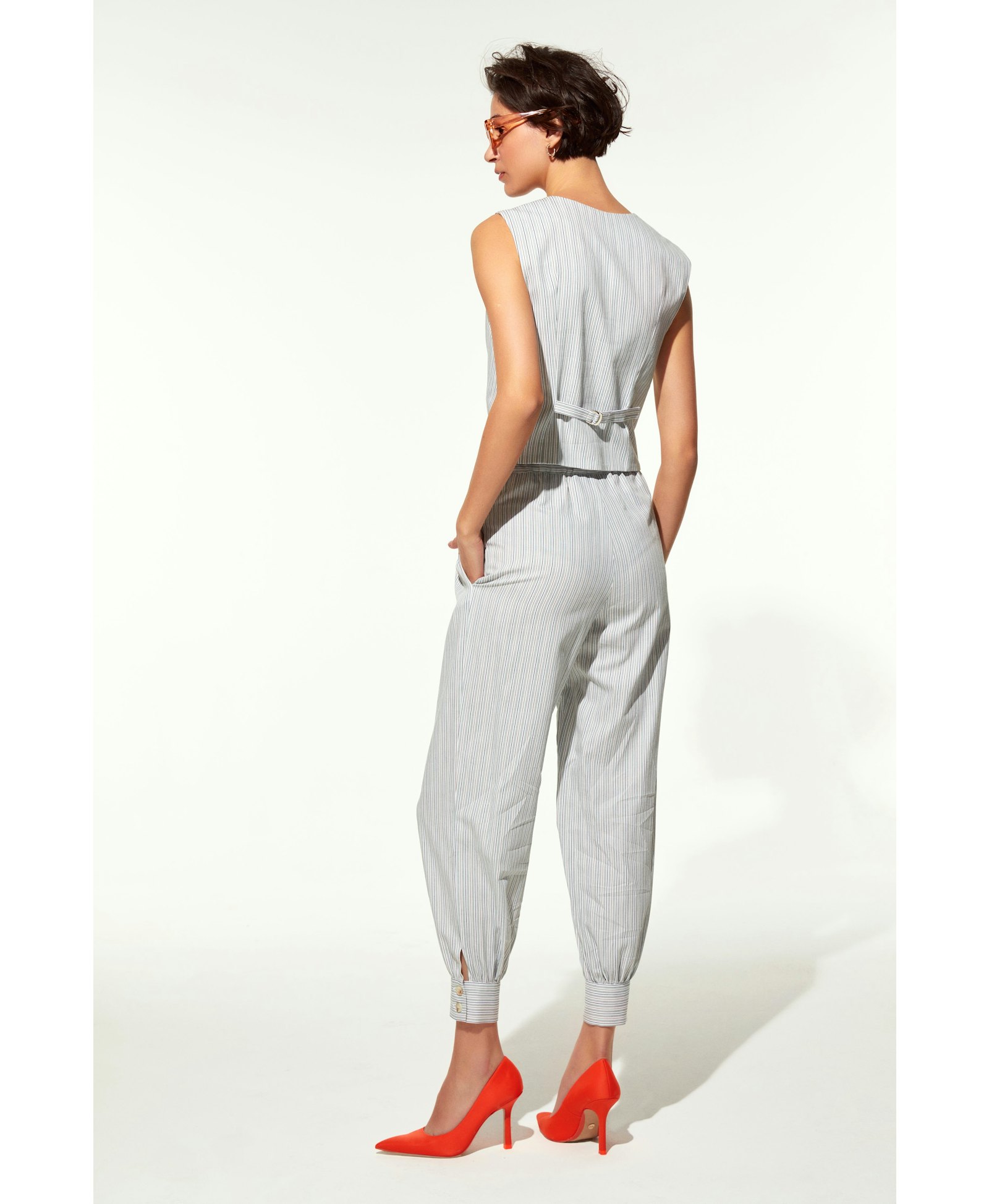 Maith Buttoned Cuffs Cotton Trousers made by Nazli Ceren