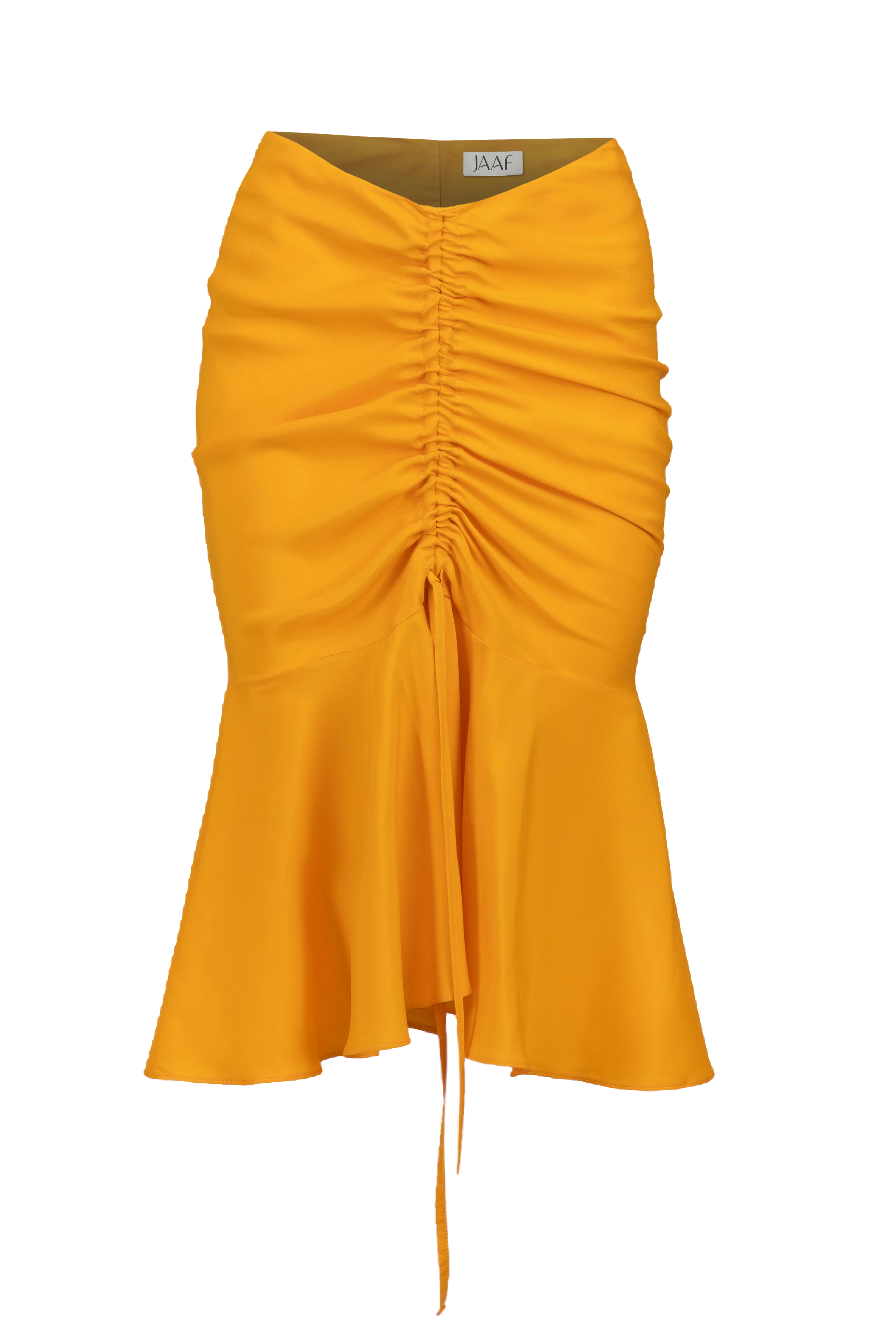 Jaaf Ruched Silk Skirt In Tangerine Orange