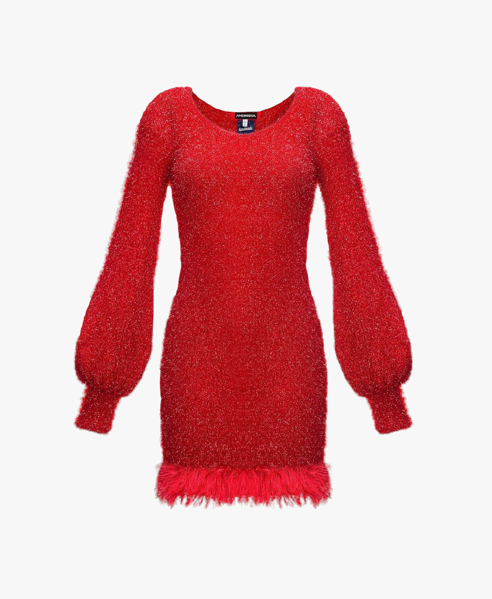 Red Handmade Knit Dress With Glitter made by ANDREEVA