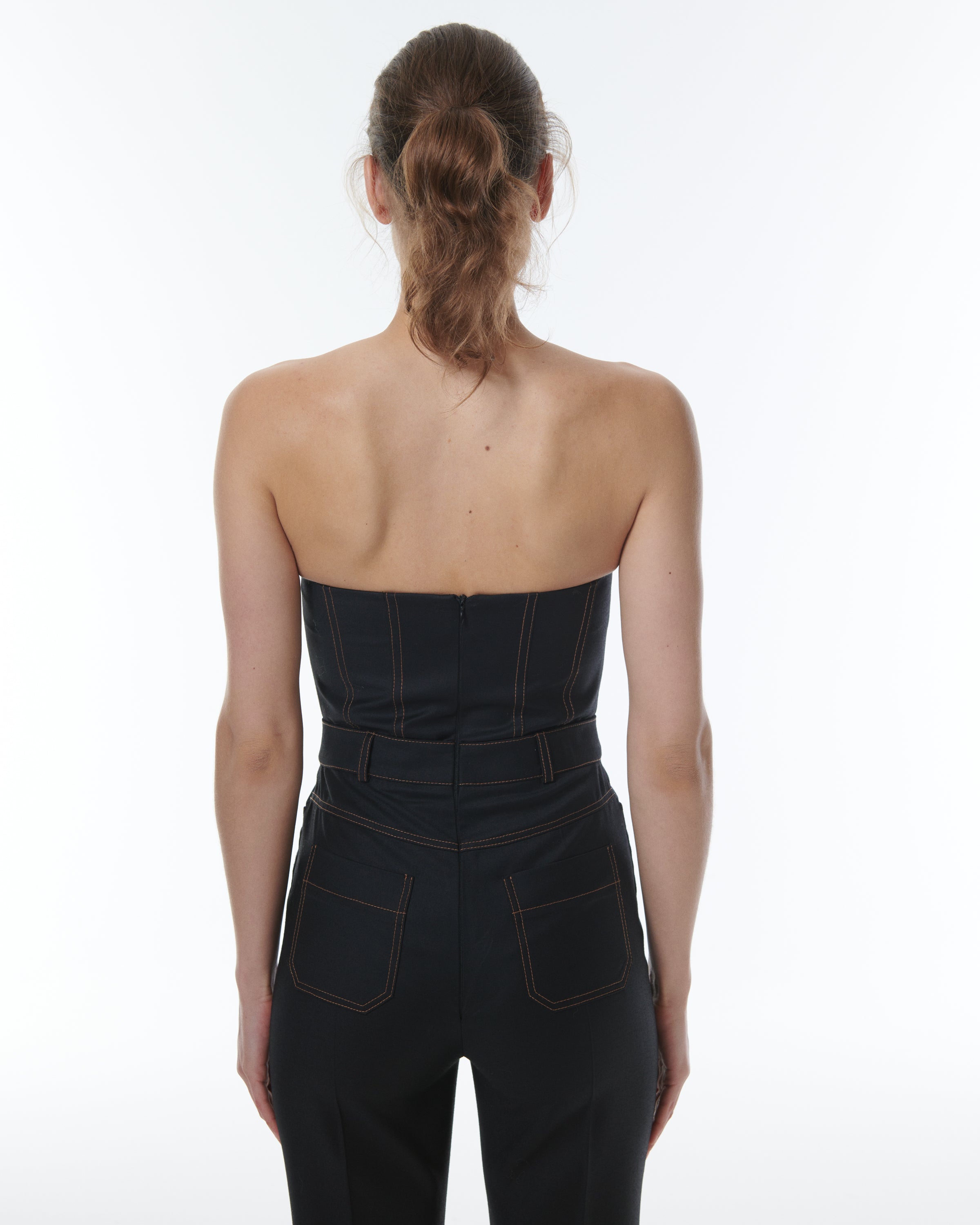 Shop Theo The Label Aphrodite Techno Strapless Jumpsuit In Black