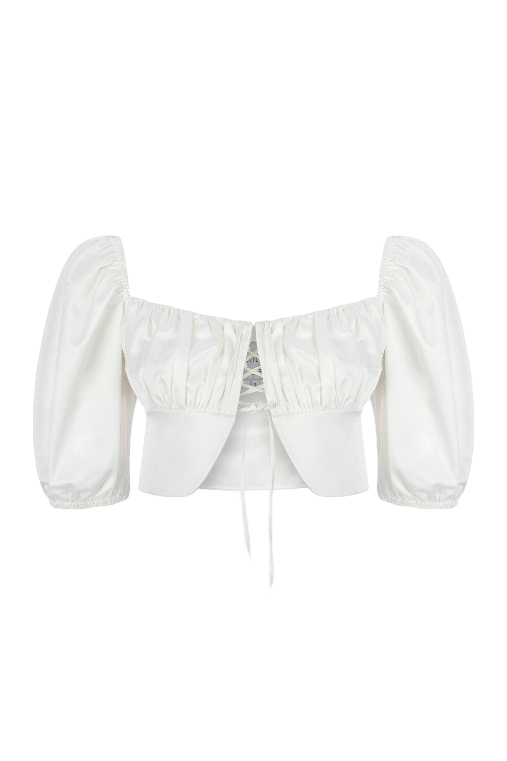 Nazli Ceren Grace Ruched Top In White