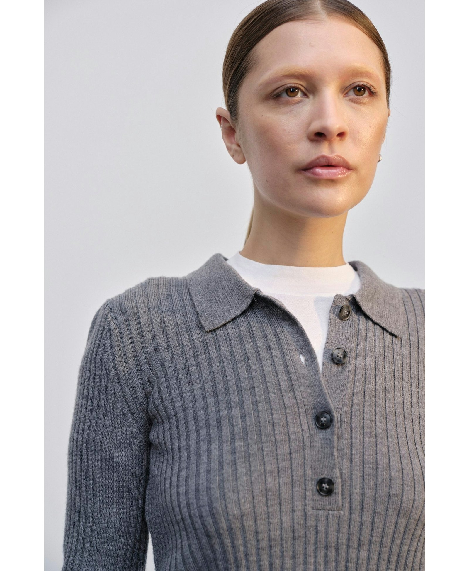Cadee Blouse Merino Wool - Grey Melange made by HERSKIND