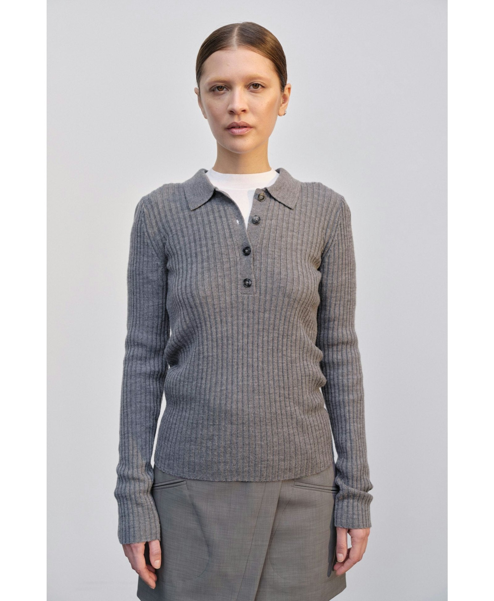 Cadee Blouse Merino Wool - Grey Melange made by HERSKIND
