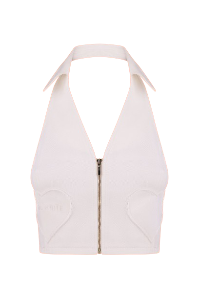 Total White Backless Waistcoat In White