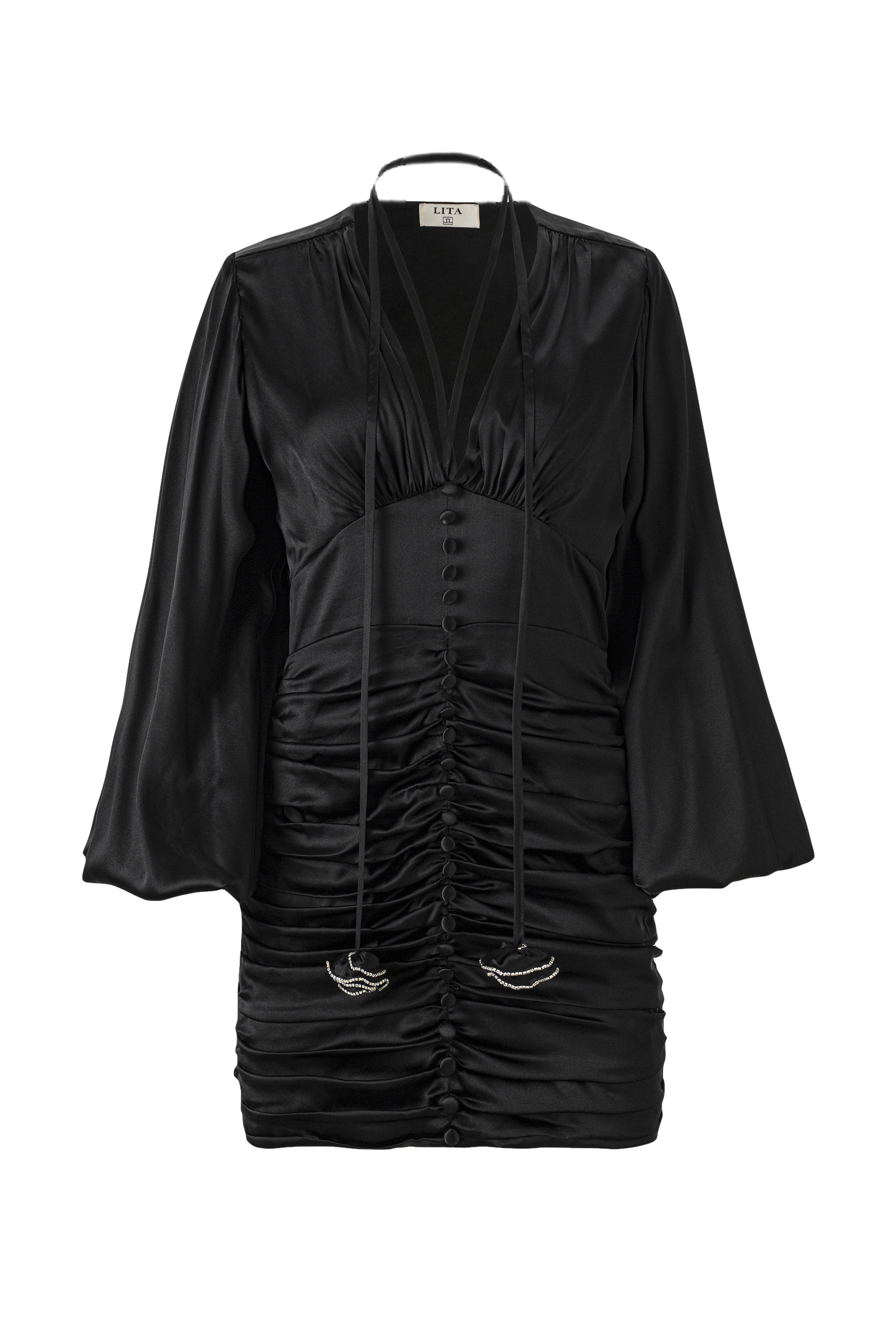 Shop Lita Couture Ruched Mini Dress In Black