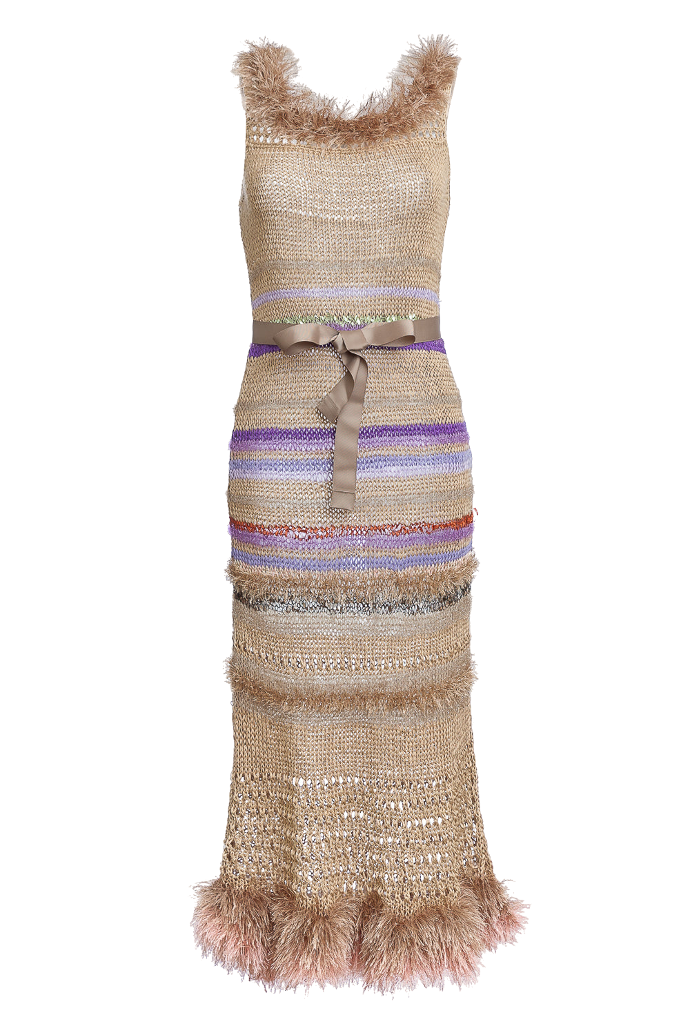 Shop Andreeva Camila Brown Multicolor Handmade Knit Dress