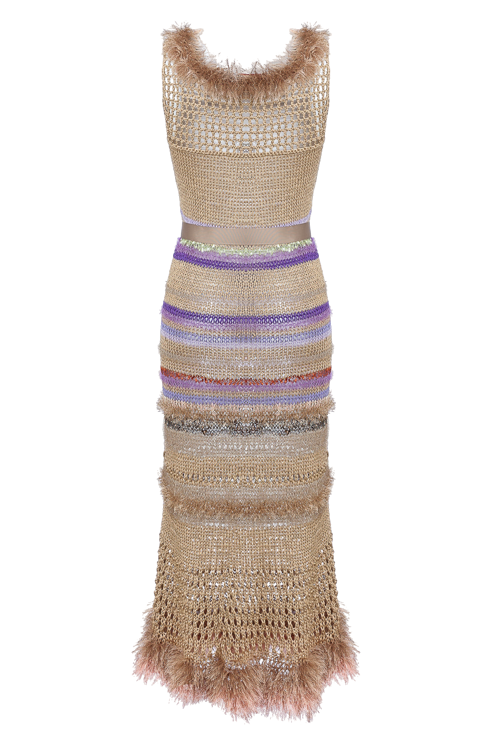 Shop Andreeva Camila Brown Multicolor Handmade Knit Dress