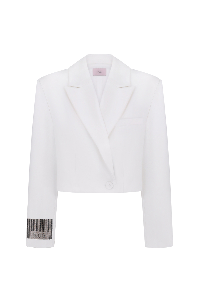 Nué Barcode Cropped Blazer In White