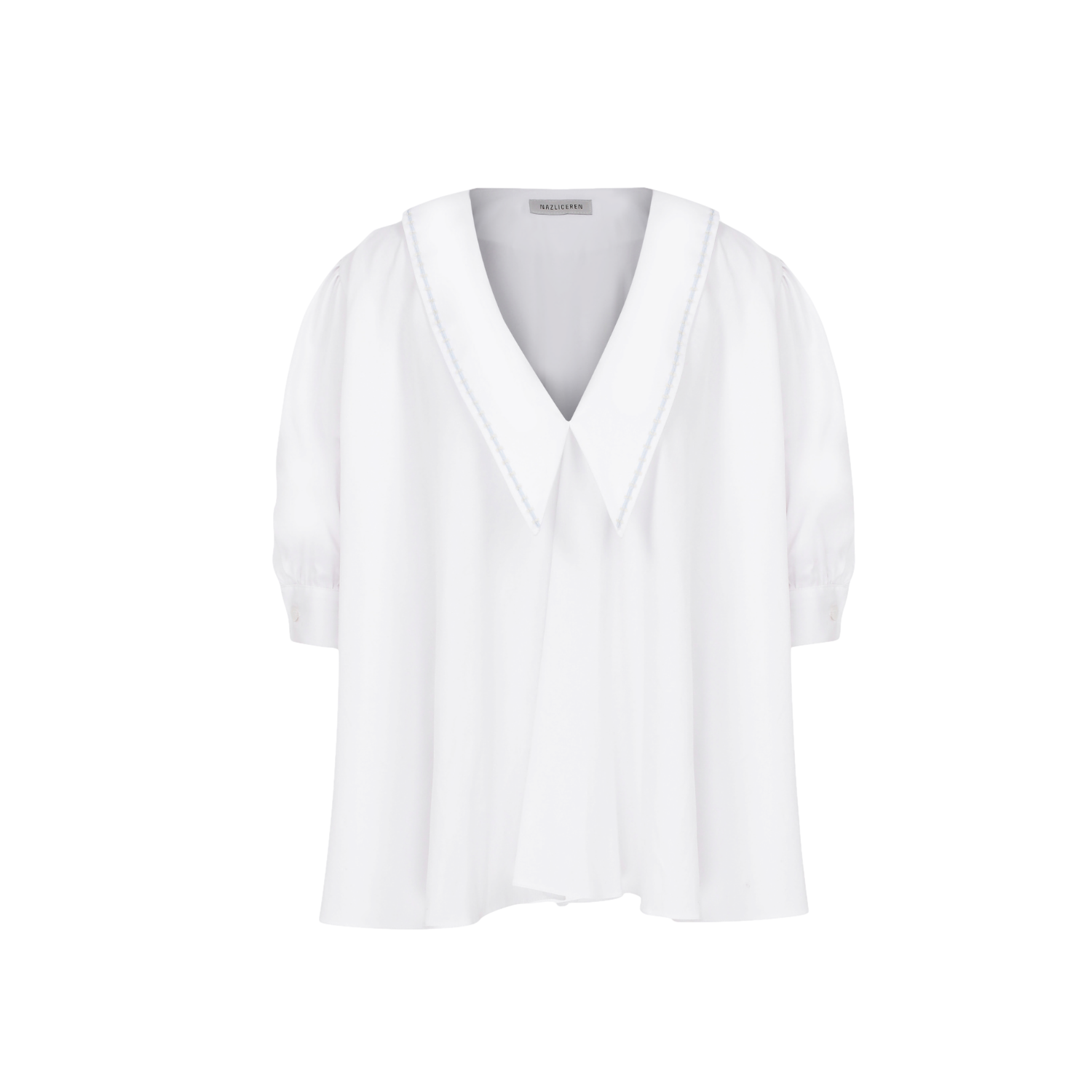 Nazli Ceren Poppy Ruffled Cotton Shirt In White