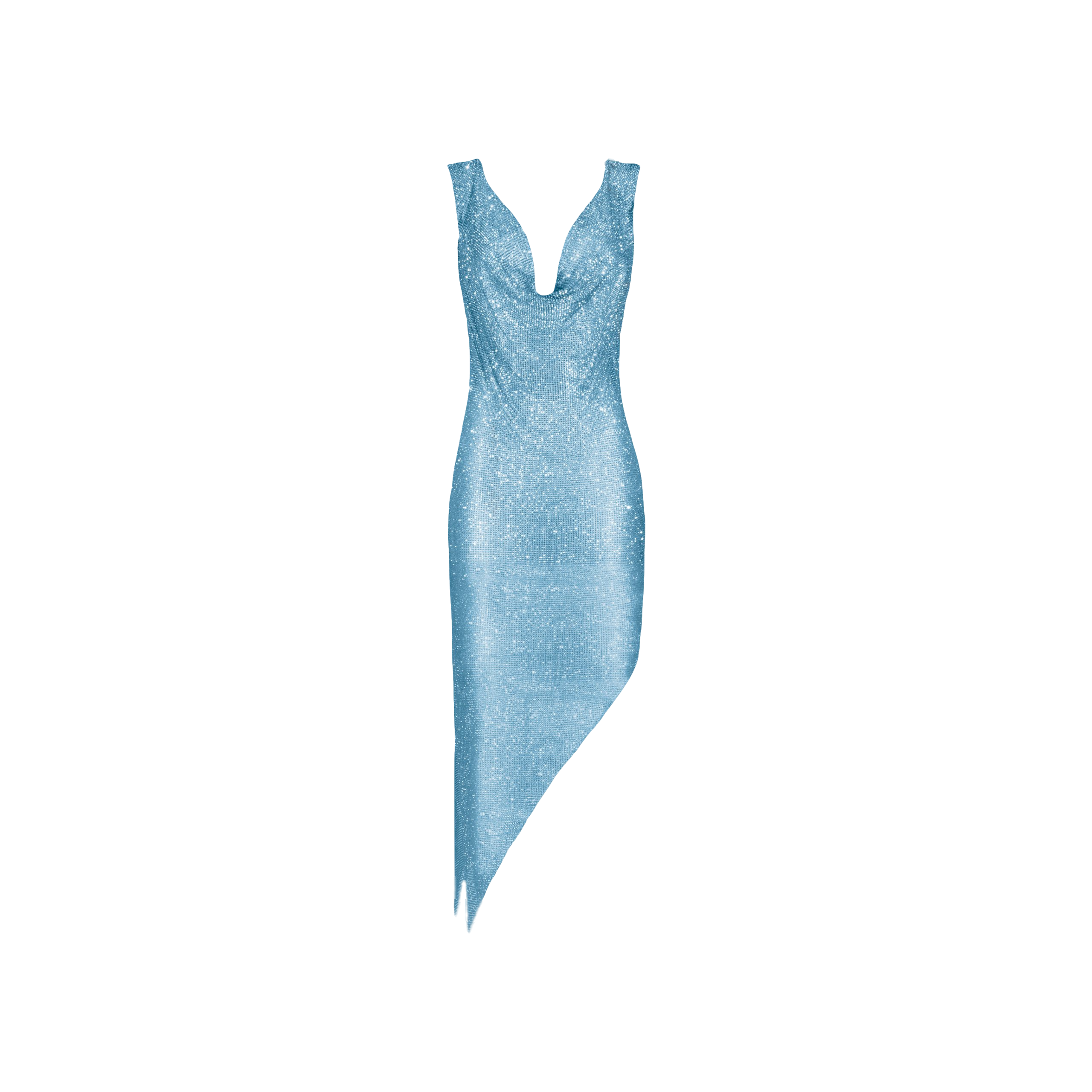 Daniele Morena Aqua Crystals Draped Dress