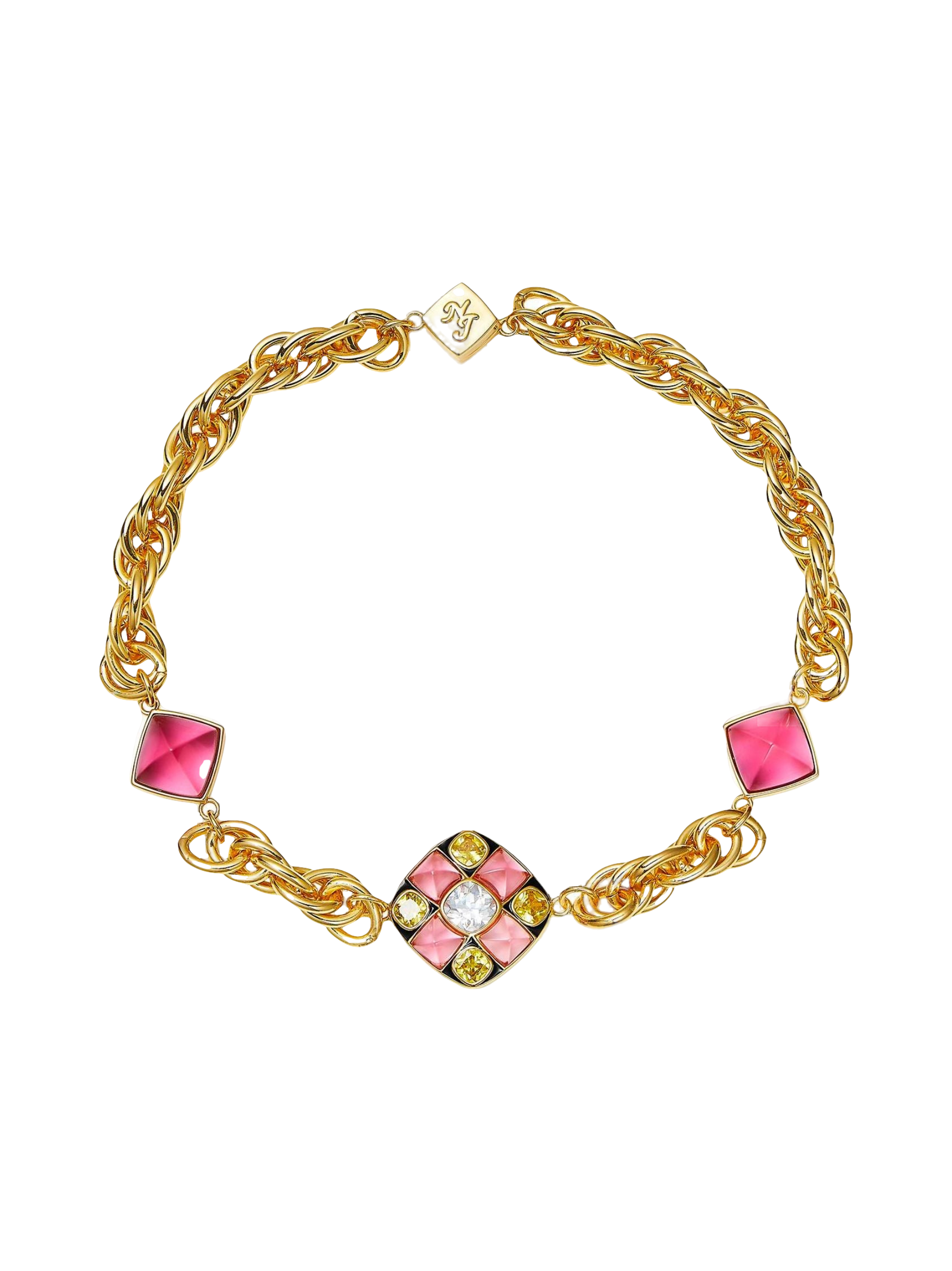 Nana Jacqueline Claudia Necklace (pink) In Gold