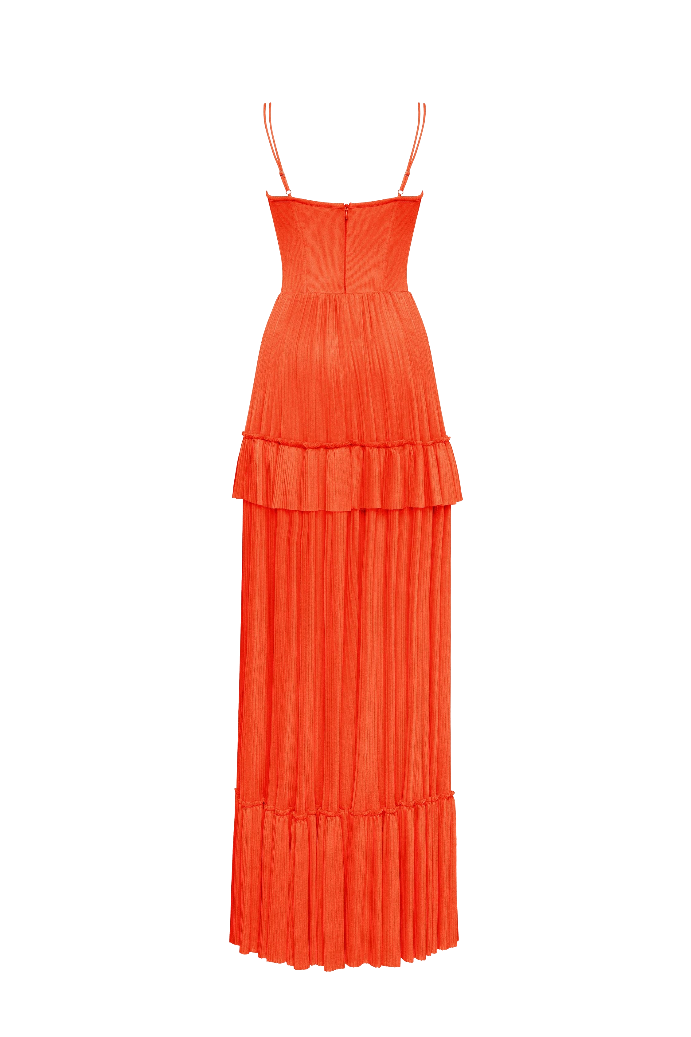 Shop Milla Coral Spaghetti Strap Pleated Maxi Dress, Garden Of Eden In Red