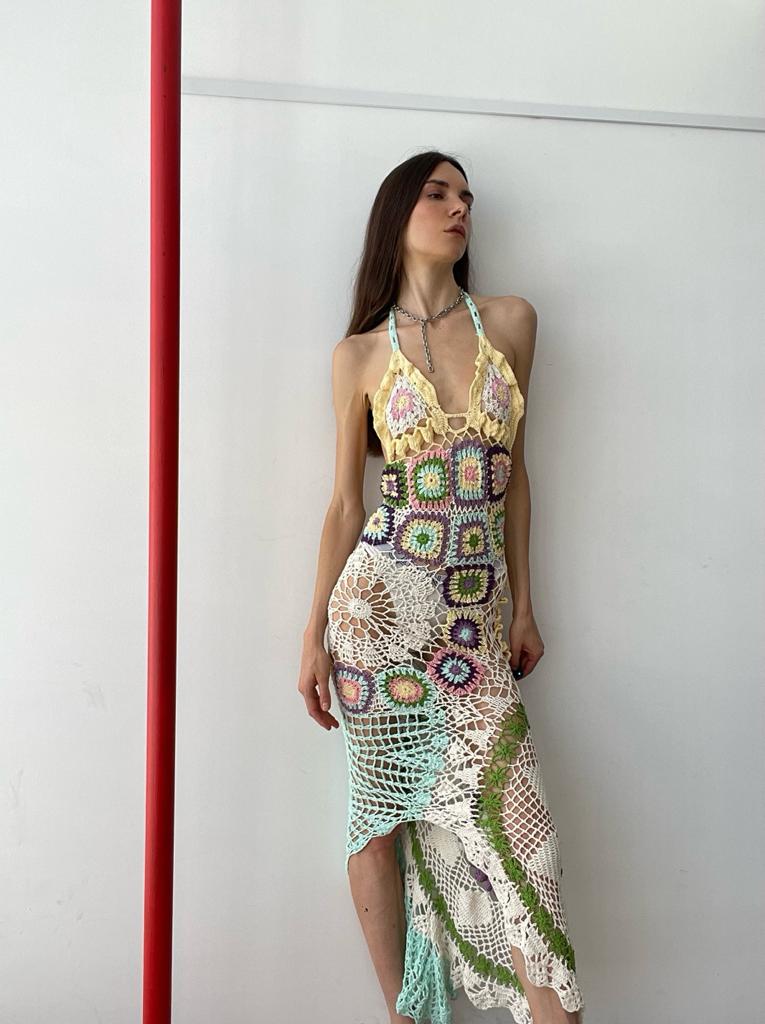パーティードレス Octavia Crochet Knit Dress Oceanus Swimwear | Octavia Crochet Multi-Coloured Party