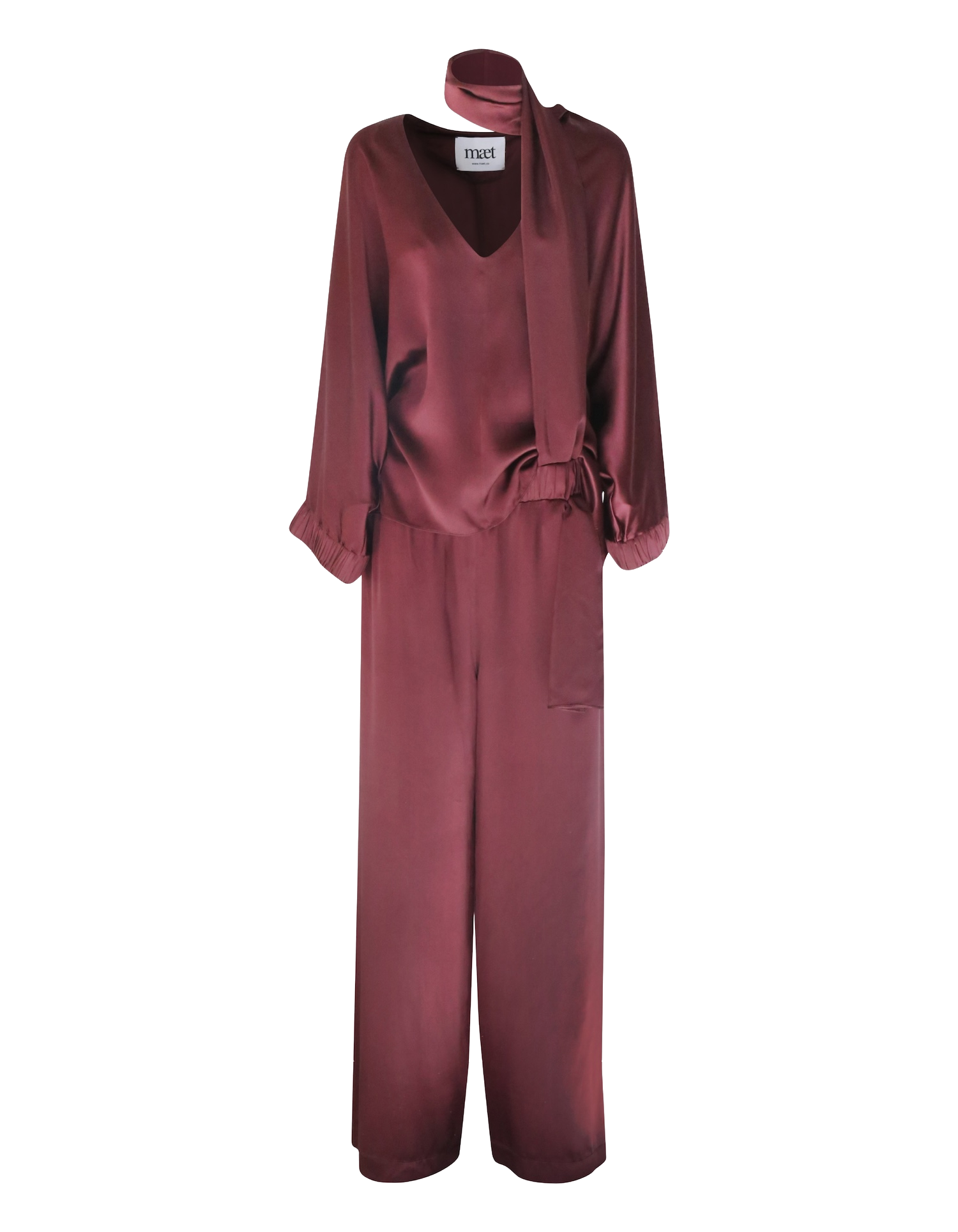 Maet Lenis Burgundy Silk Set In Brown