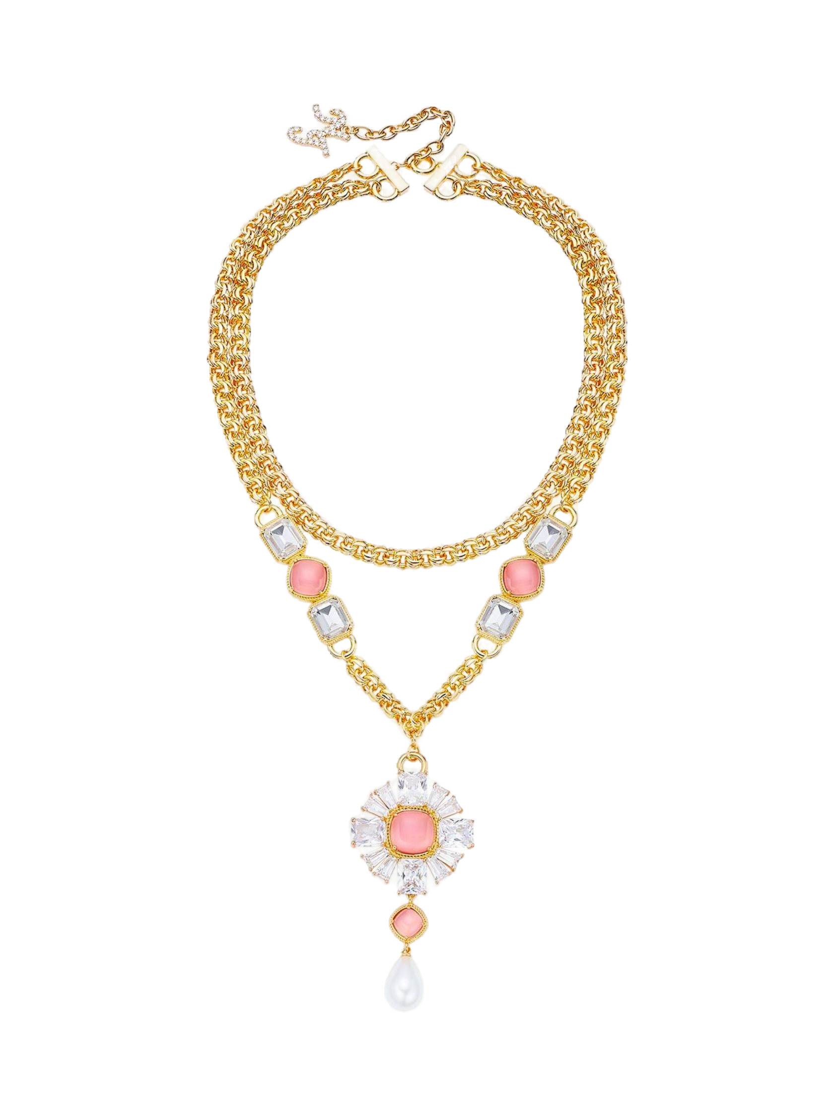 Nana Jacqueline Cassandra Double Layer Pendant Necklace In Gold