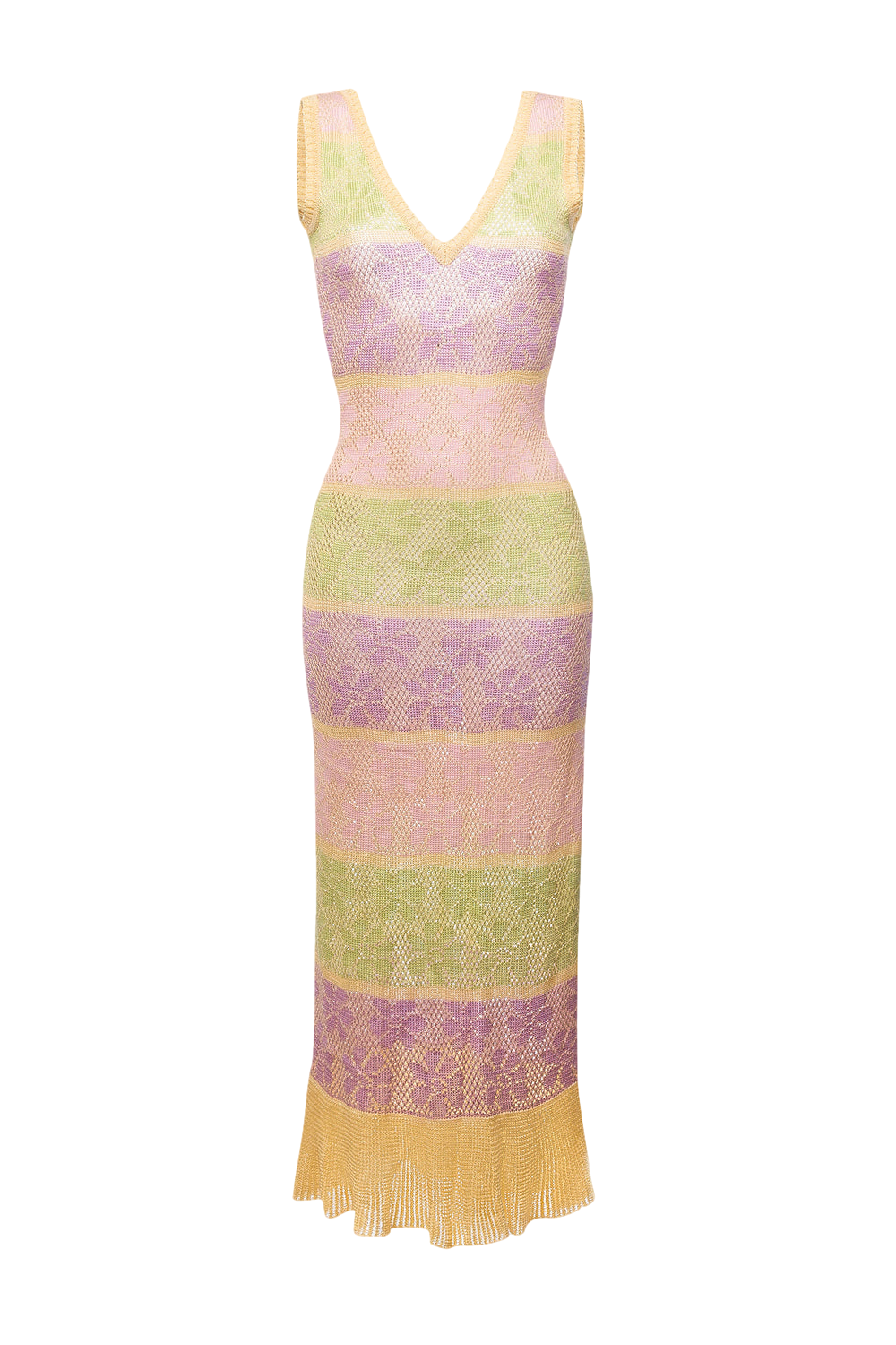 Shop Andreeva Rainbow Maxi Knit Dress In Multi Color