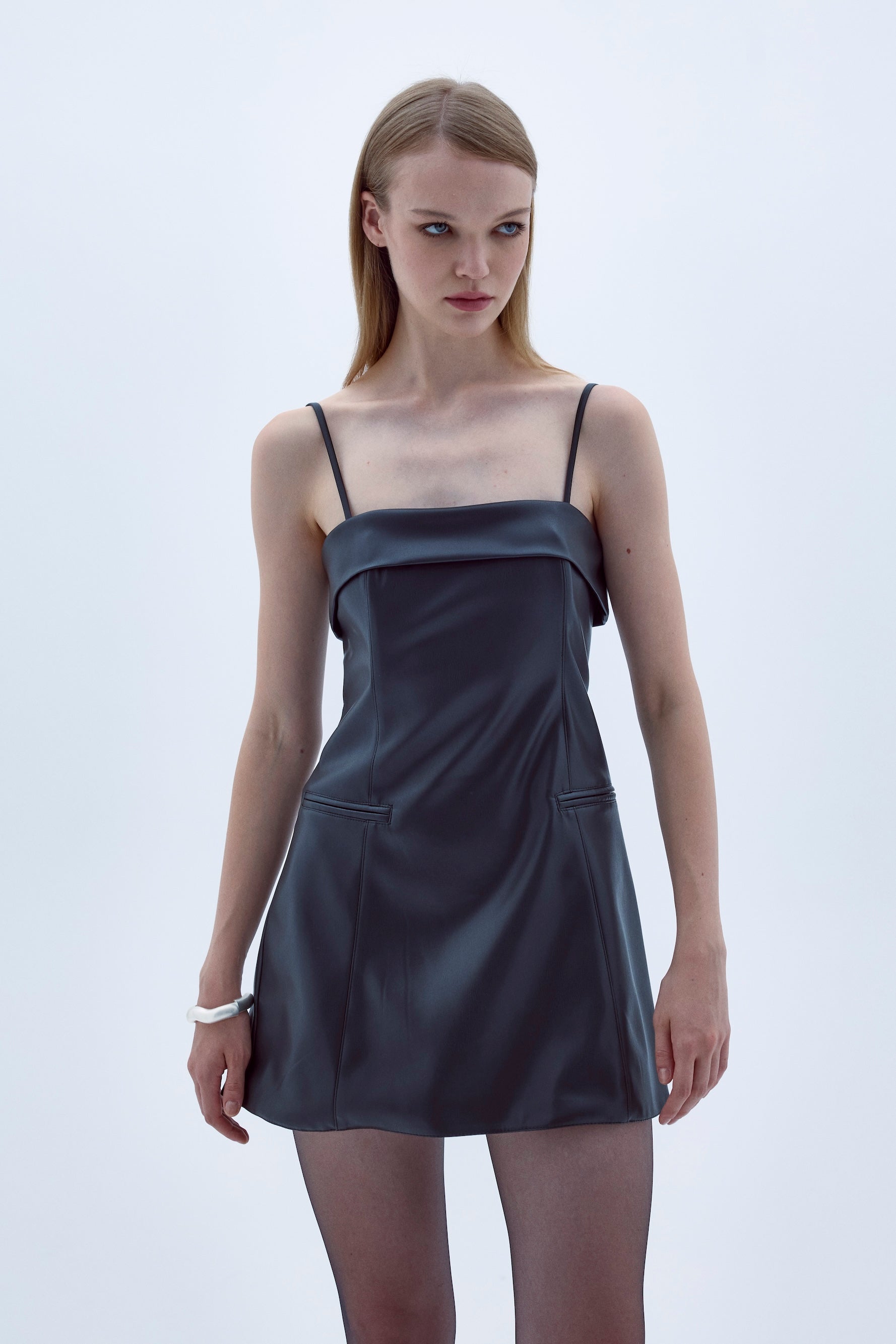 Shop Nazli Ceren Gaia Mini Leather Dress In Black