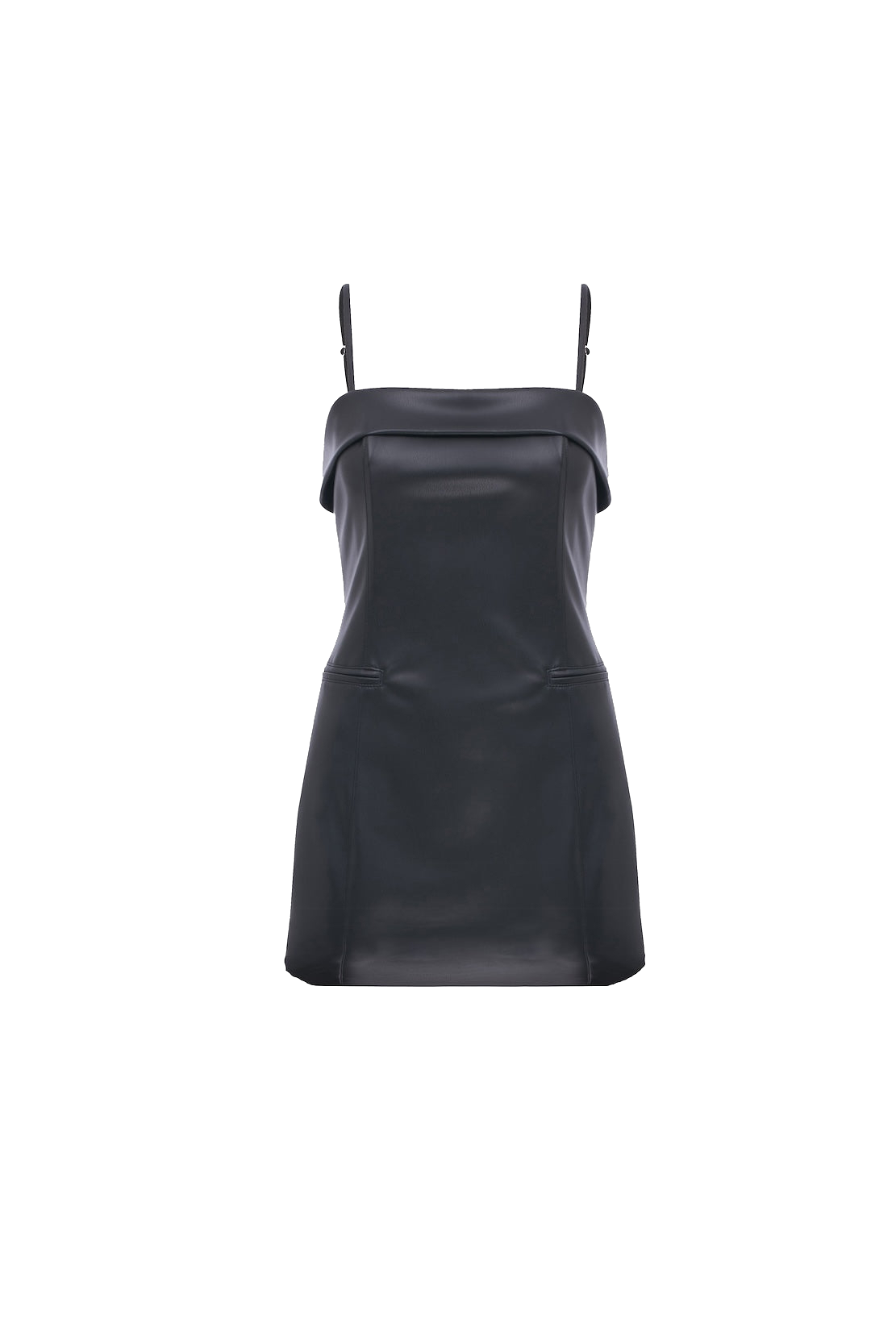 NAZLI CEREN GAIA MINI LEATHER DRESS IN BLACK 