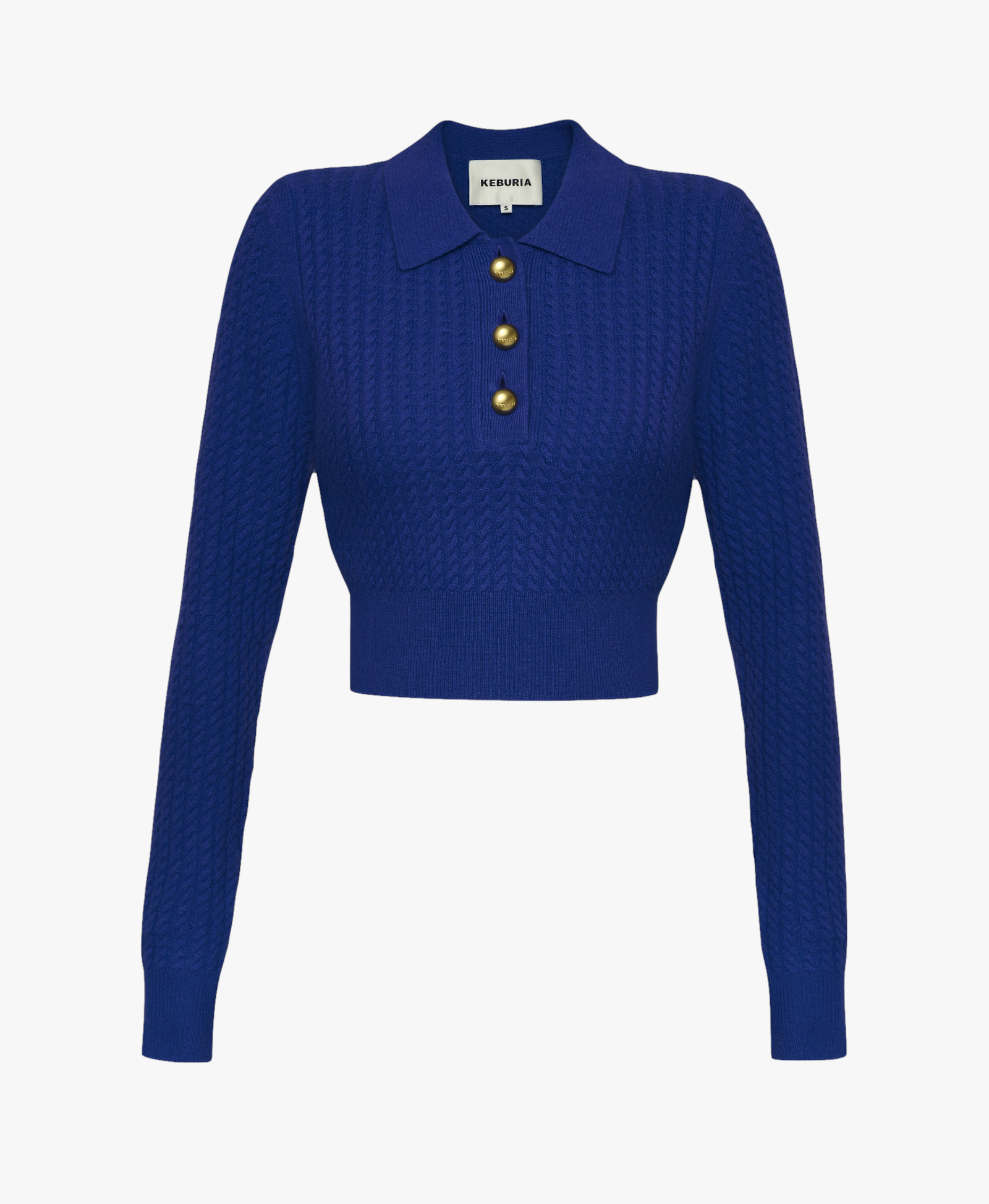 CABLE-KNIT WOOL-CASHMERE SWEATER in Blue made by KEBURIA