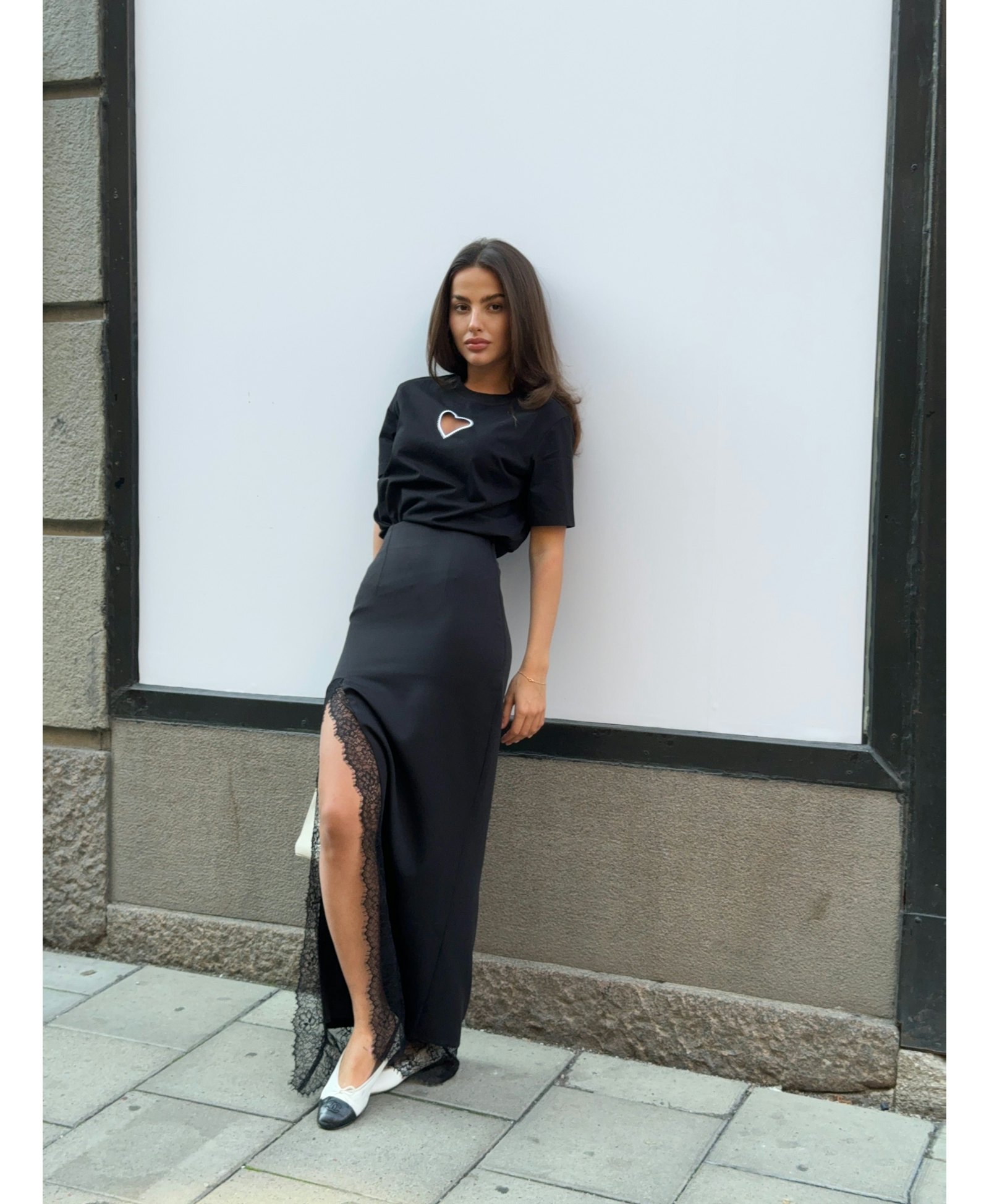 Heart T-shirt Black made by CLOEYS