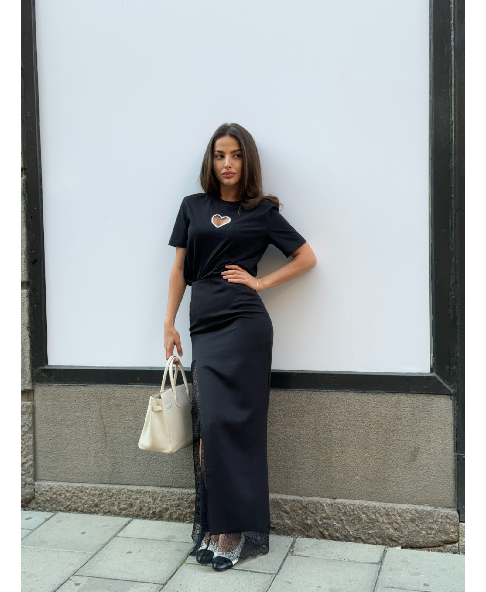 Heart T-shirt Black made by CLOEYS