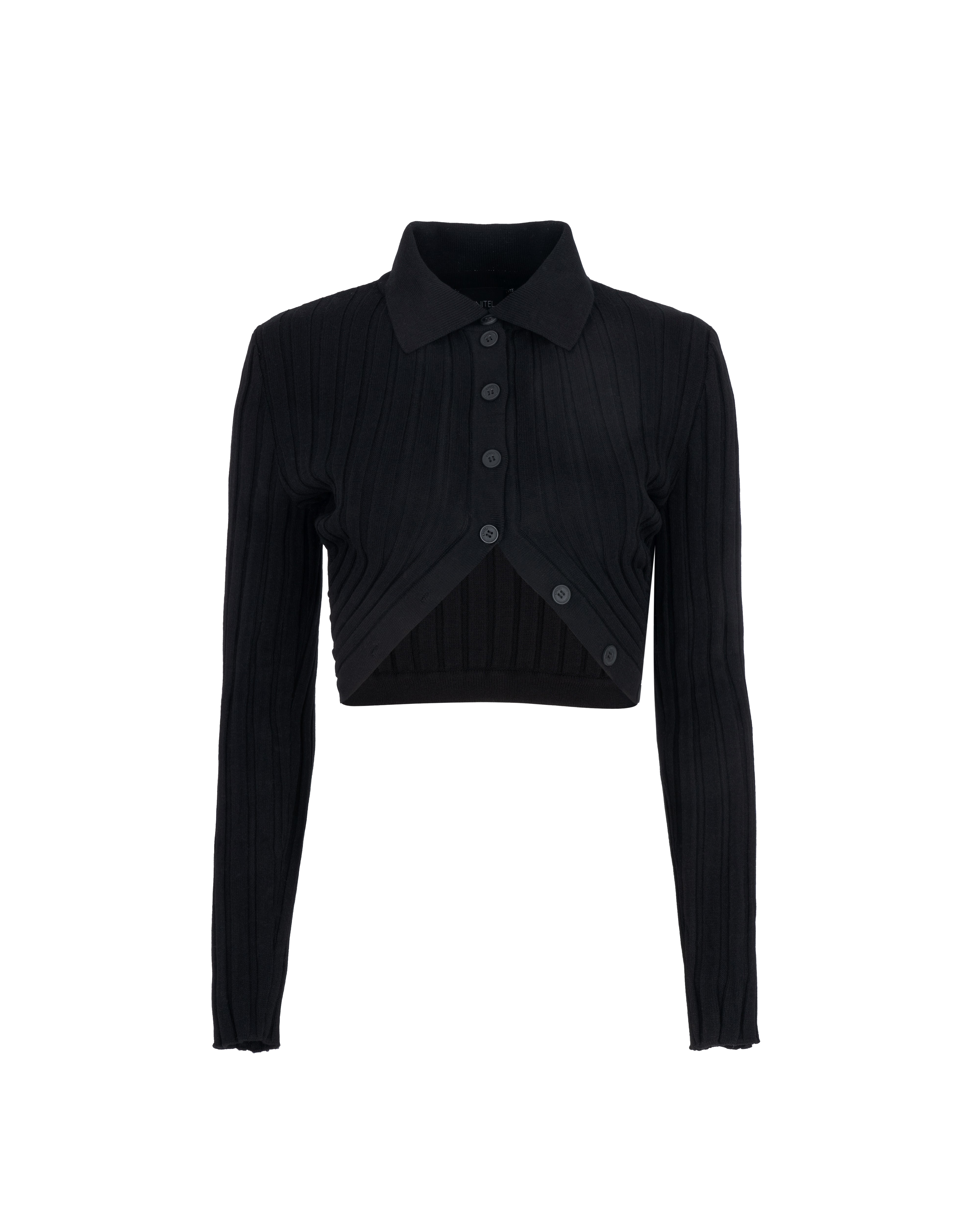 Knitel Cropped Polo In Black