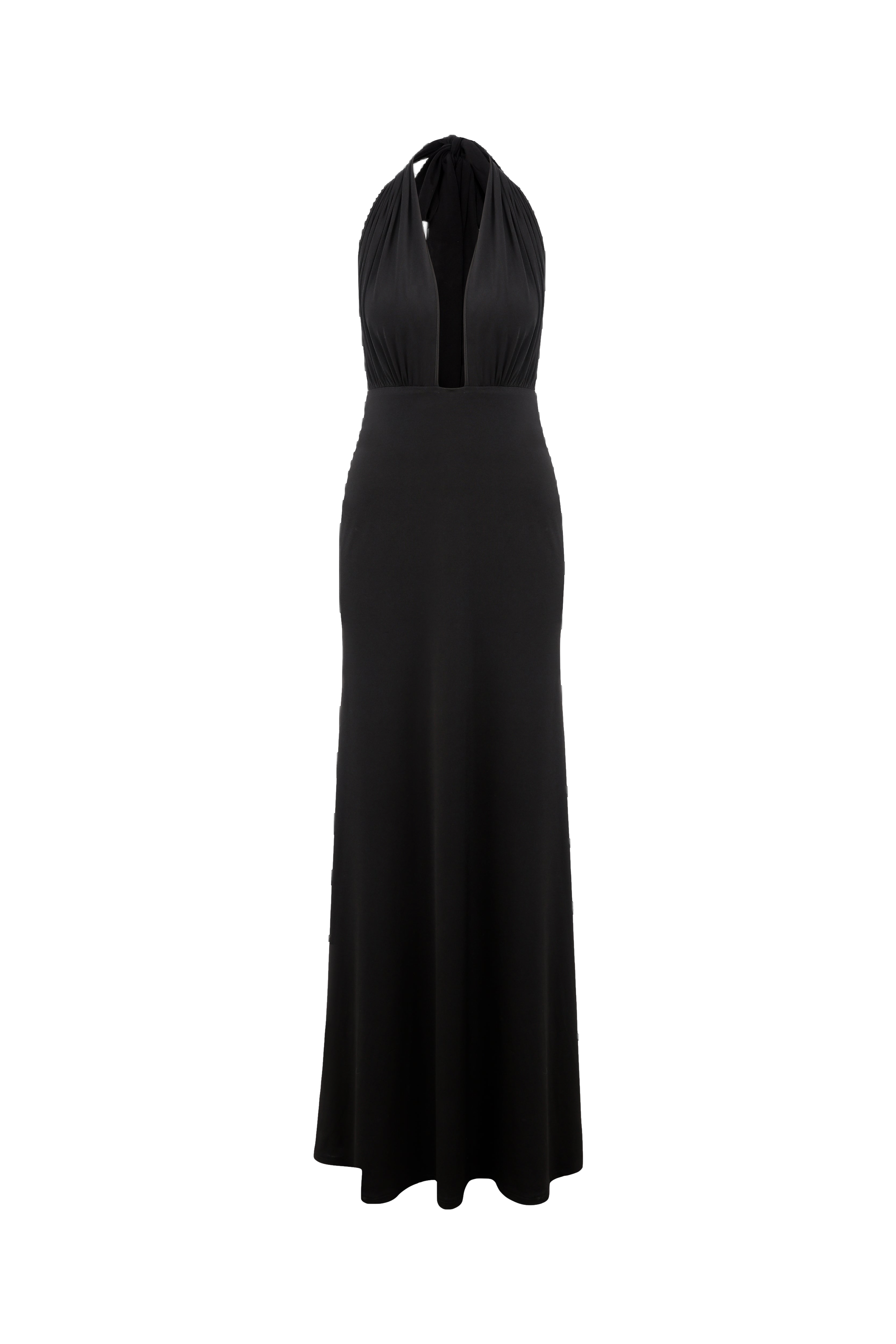 Nazli Ceren Ines Jersey Long Dress In Noire In Black