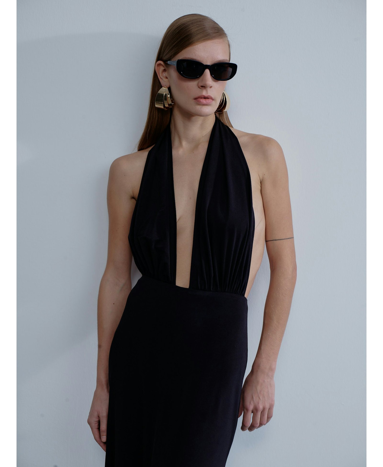 Ines Jersey Long Dress in Noire in Black made by Nazli Ceren