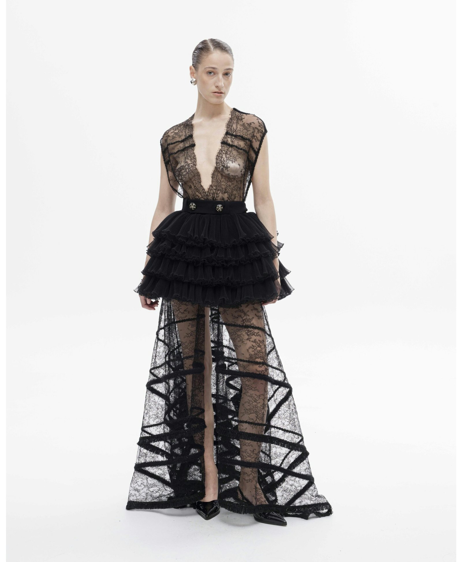 All ruffles mini skirt made by Maria Kokhia