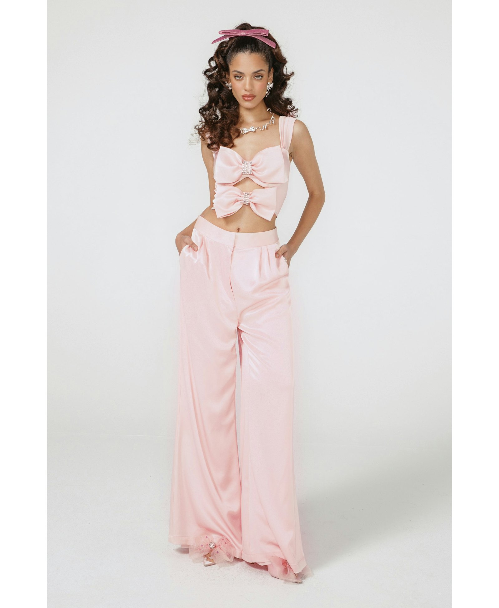 Alexandra Bow Top (Pink) (Final Sale) in Pink made by Nana Jacqueline