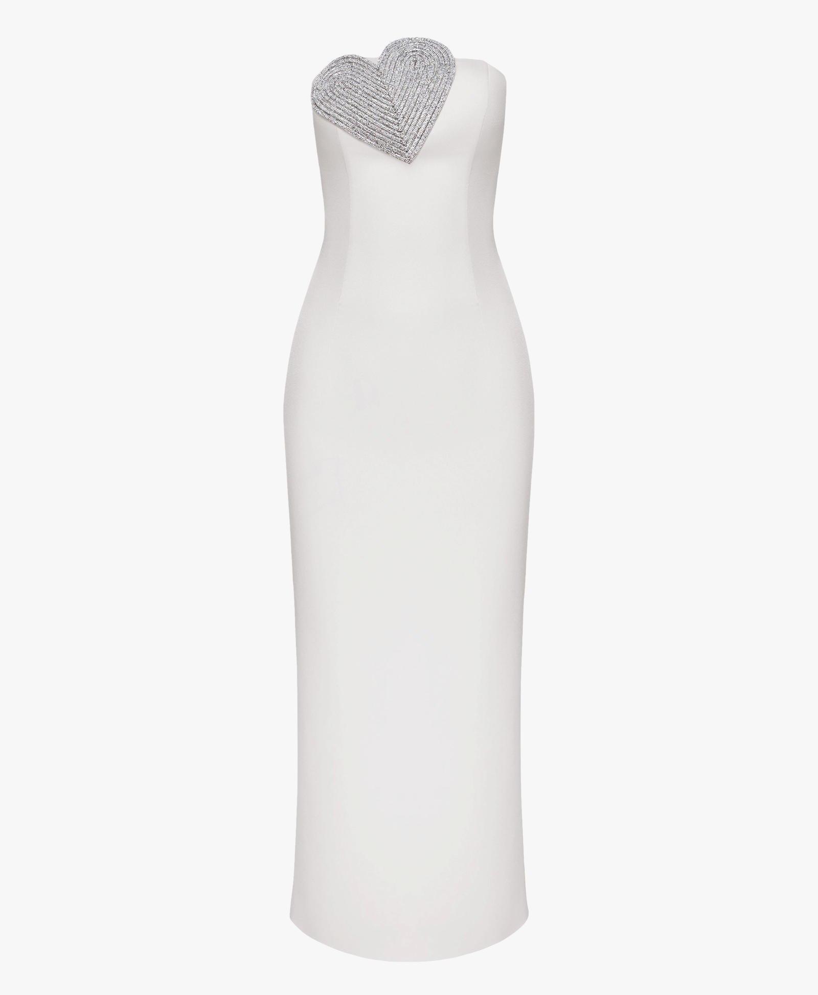 Heart-Embellished Strapless Maxi Dress in White made by NDS The Label