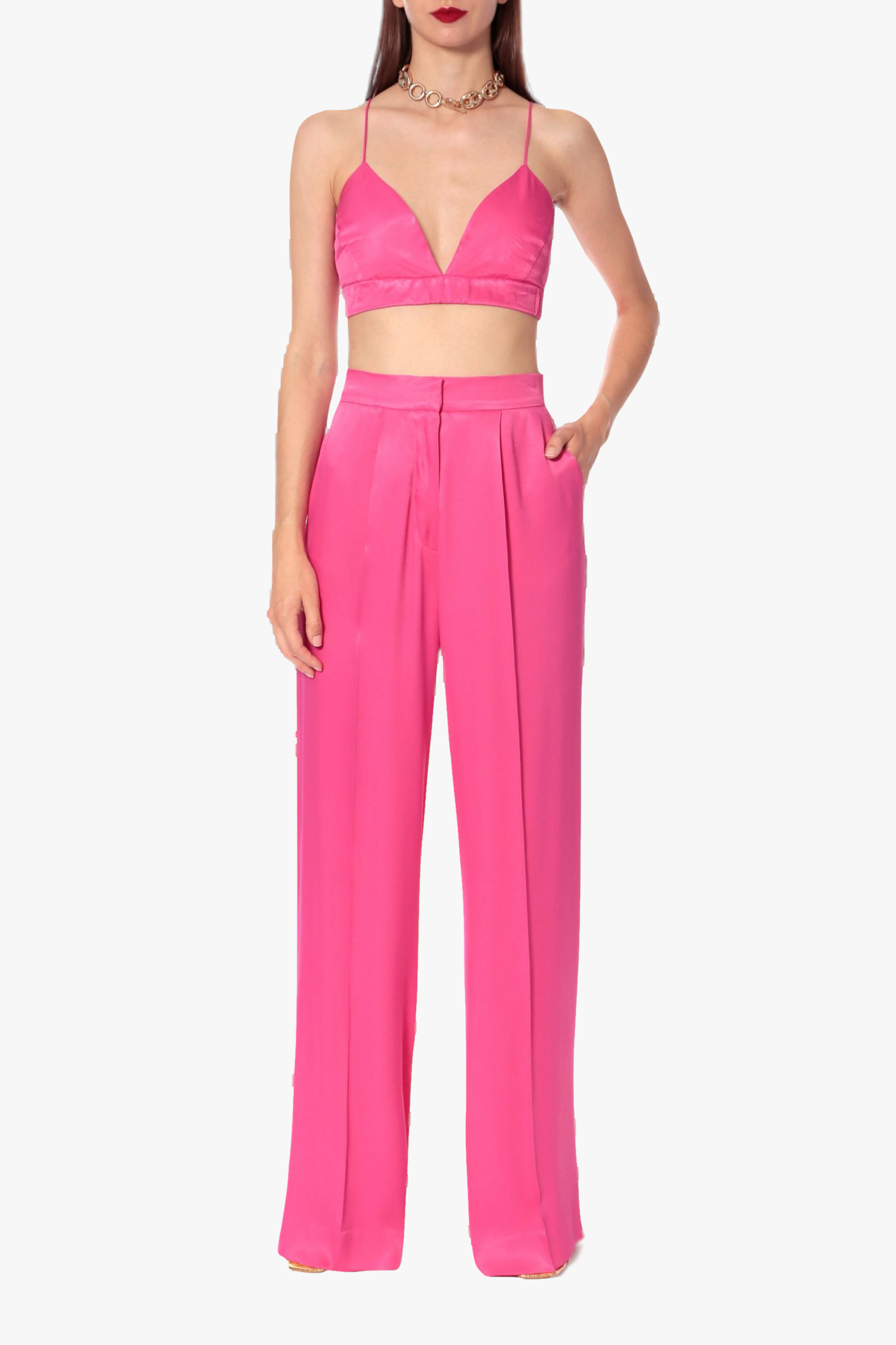 Shop Bralette Top Asha Satin Barbie Pink from AGGI at Seezona