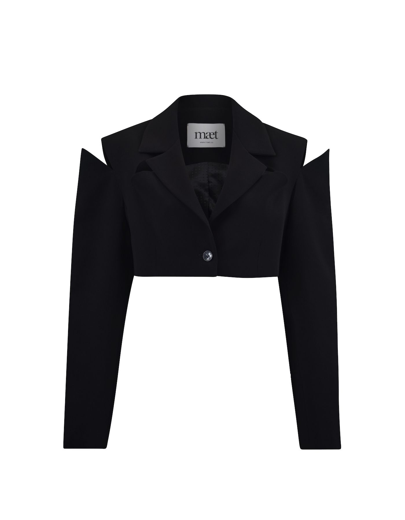 Maet Makeda Cropped Jacket With Cut Outs In Black