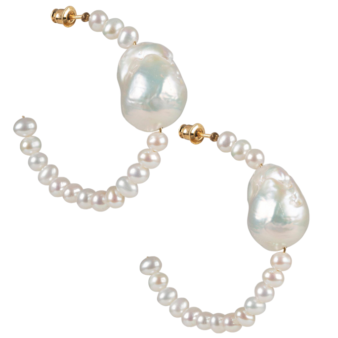 Christie Nicolaides Imelda Hoops Pearl In White