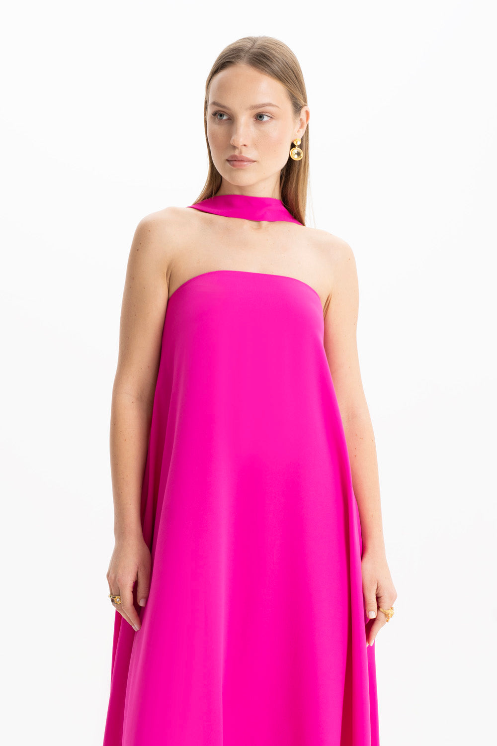 Shop Lora Istanbul Amy Crepe Pink Strapless Maxi Dress