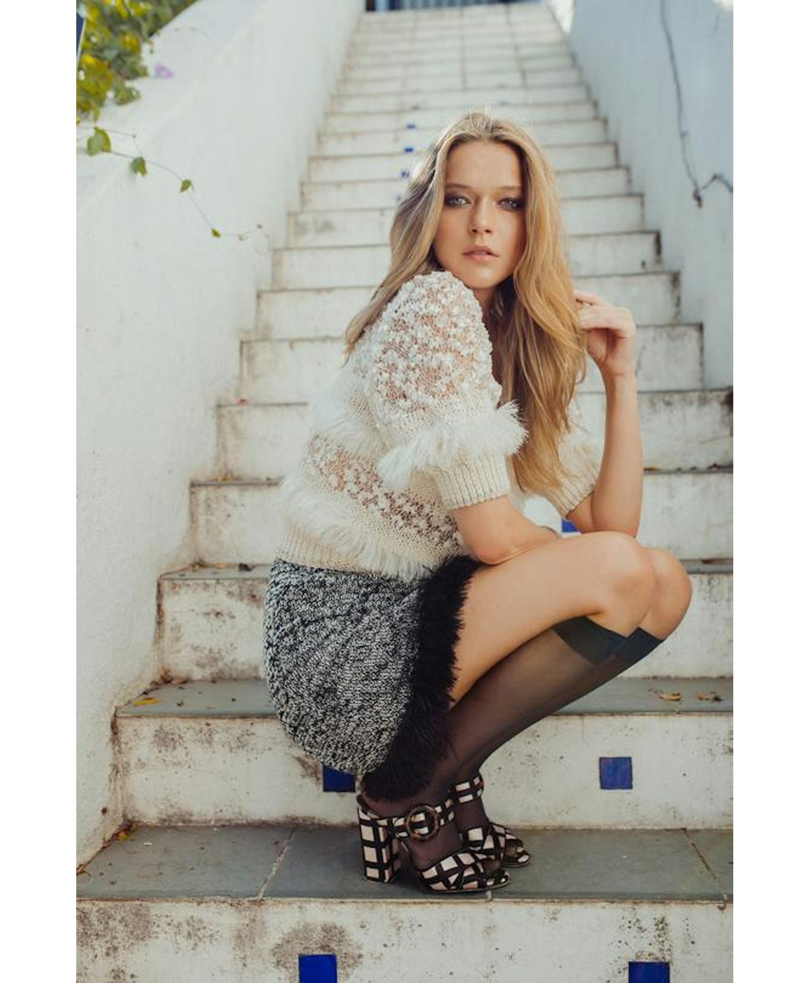 Grey Mini Handmade Knit Skirt in Grey made by ANDREEVA