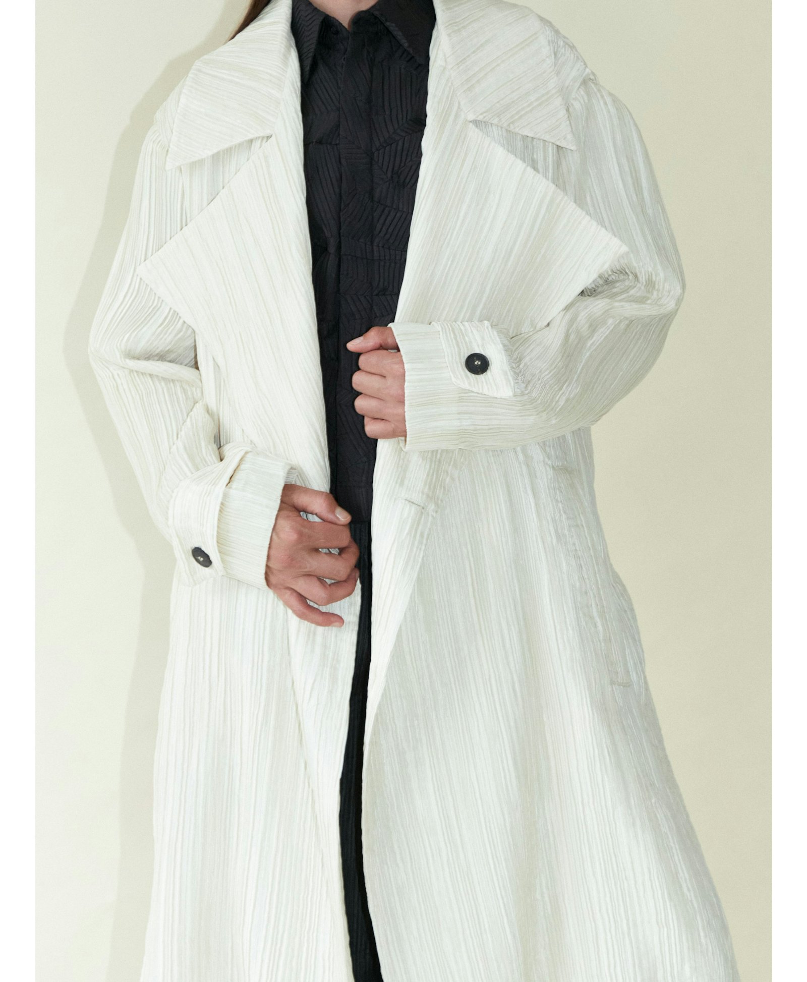 Tree Bark Unisex Trench Coat - Champagne made by CAHAYA STUDIOS