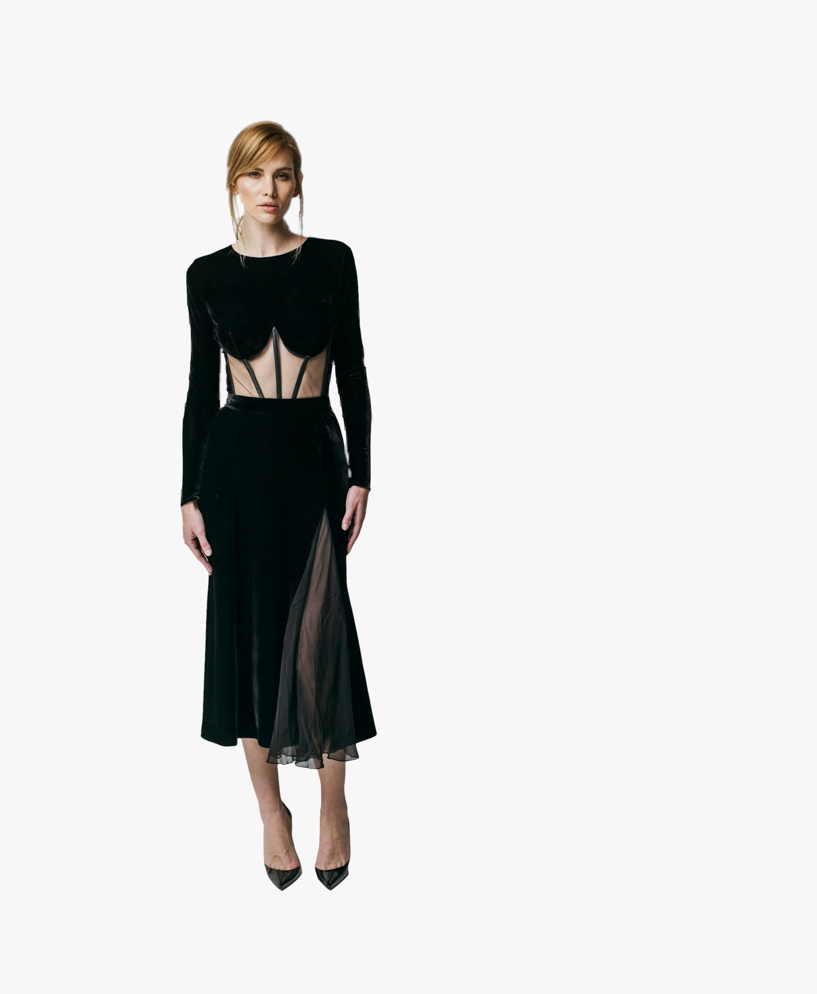 Velvet Chiffon Midi Skirt made by Aureliana