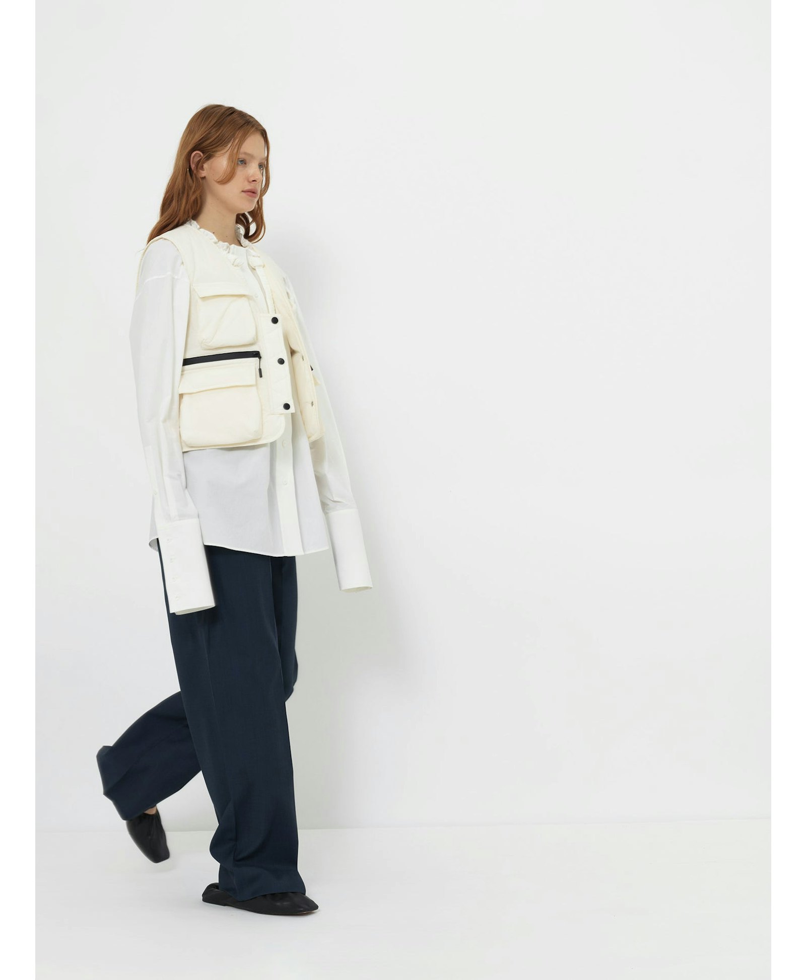 RUCHED COLLAR SHORT SHIRT made by YIBRI