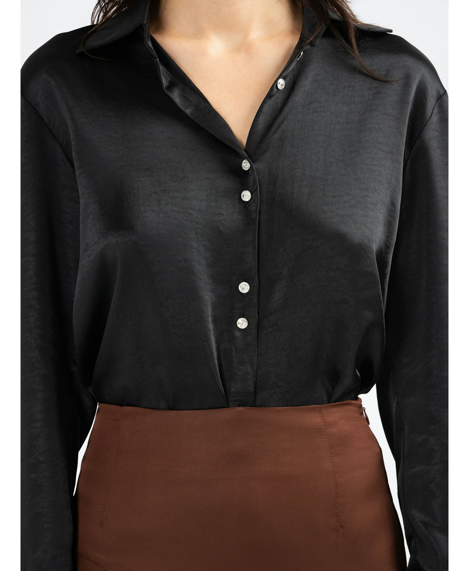 SINNA crystal button satin shirt made by DIVALO