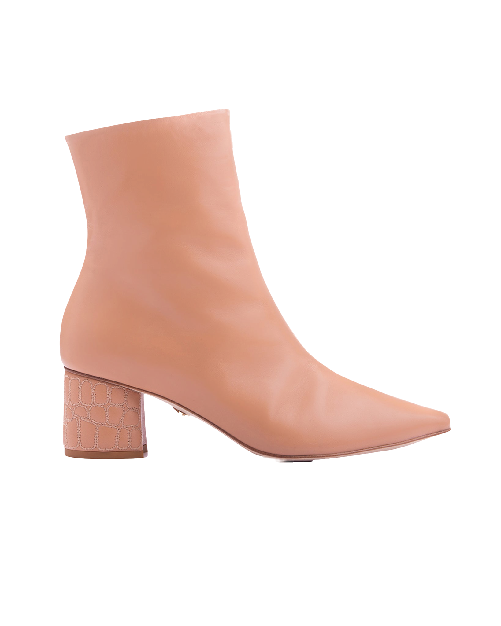 Croc Heel Boot 55 Tan Leather in Beige made by ATANA