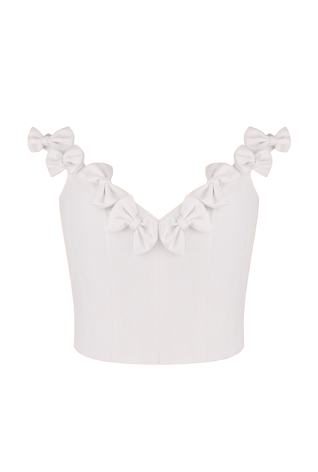 Total White Denim Top With Bows In White