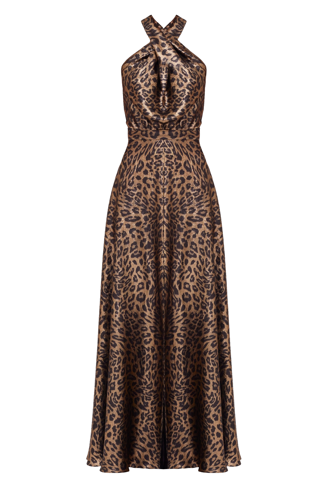 Undress Helida Black Bronze Leopard Print Long Dress With Criss In Brown