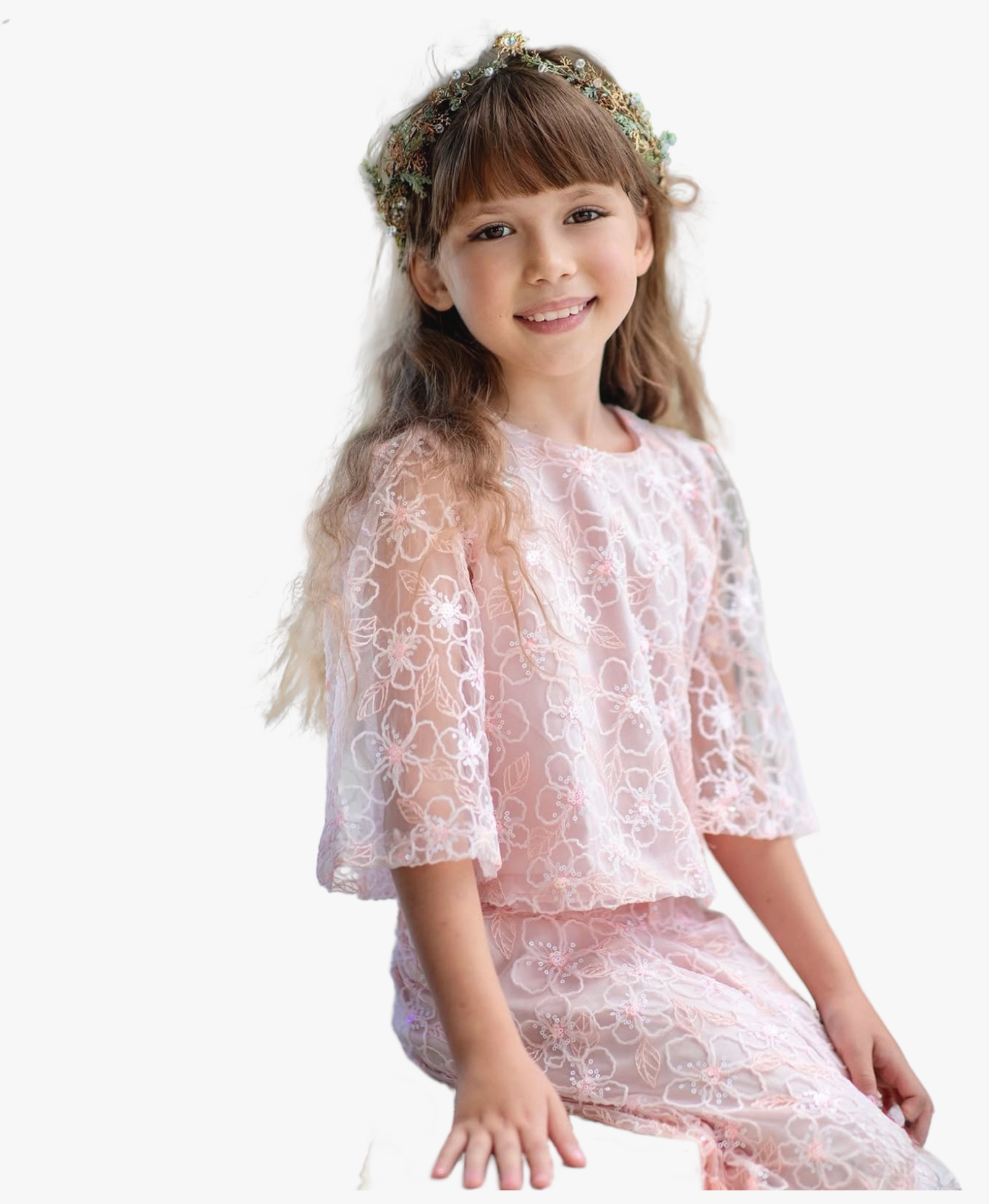 Floral Embroidered Lace Outfit | 2 Pieces made by Mama Luma