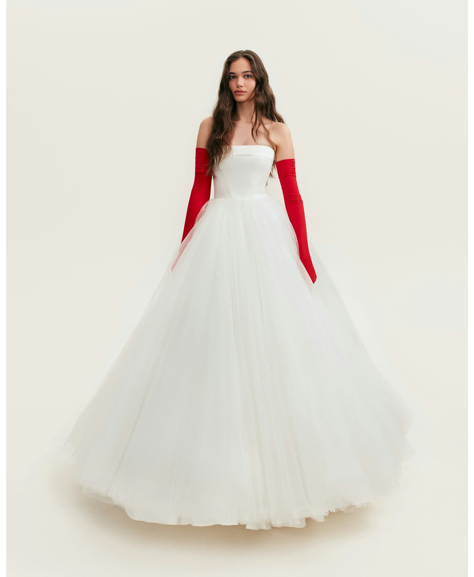 Spectacular tulle evening co-ord set with statement long gloves, Xo Xo made by Milla