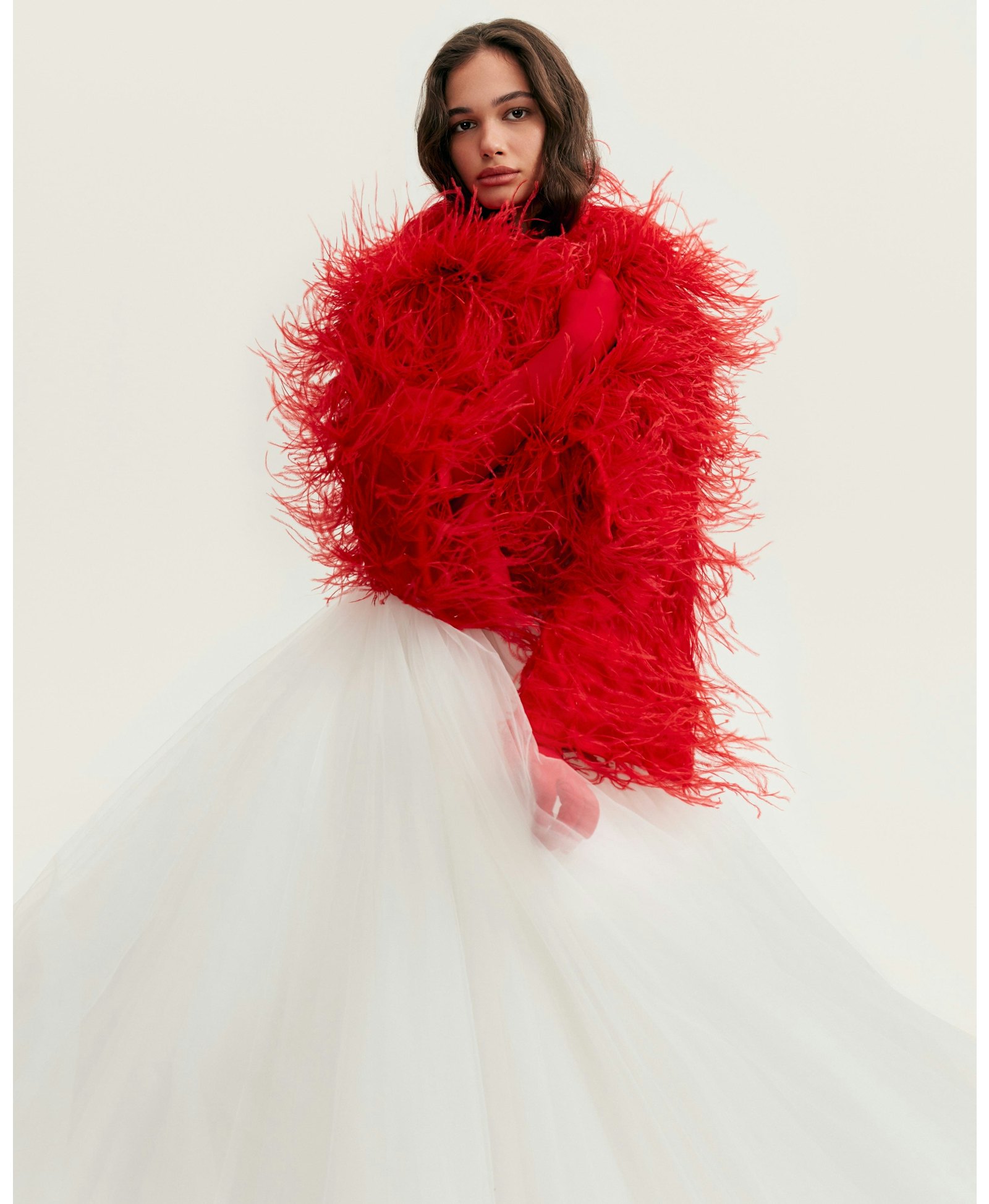 Spectacular tulle evening co-ord set with statement long gloves, Xo Xo made by Milla