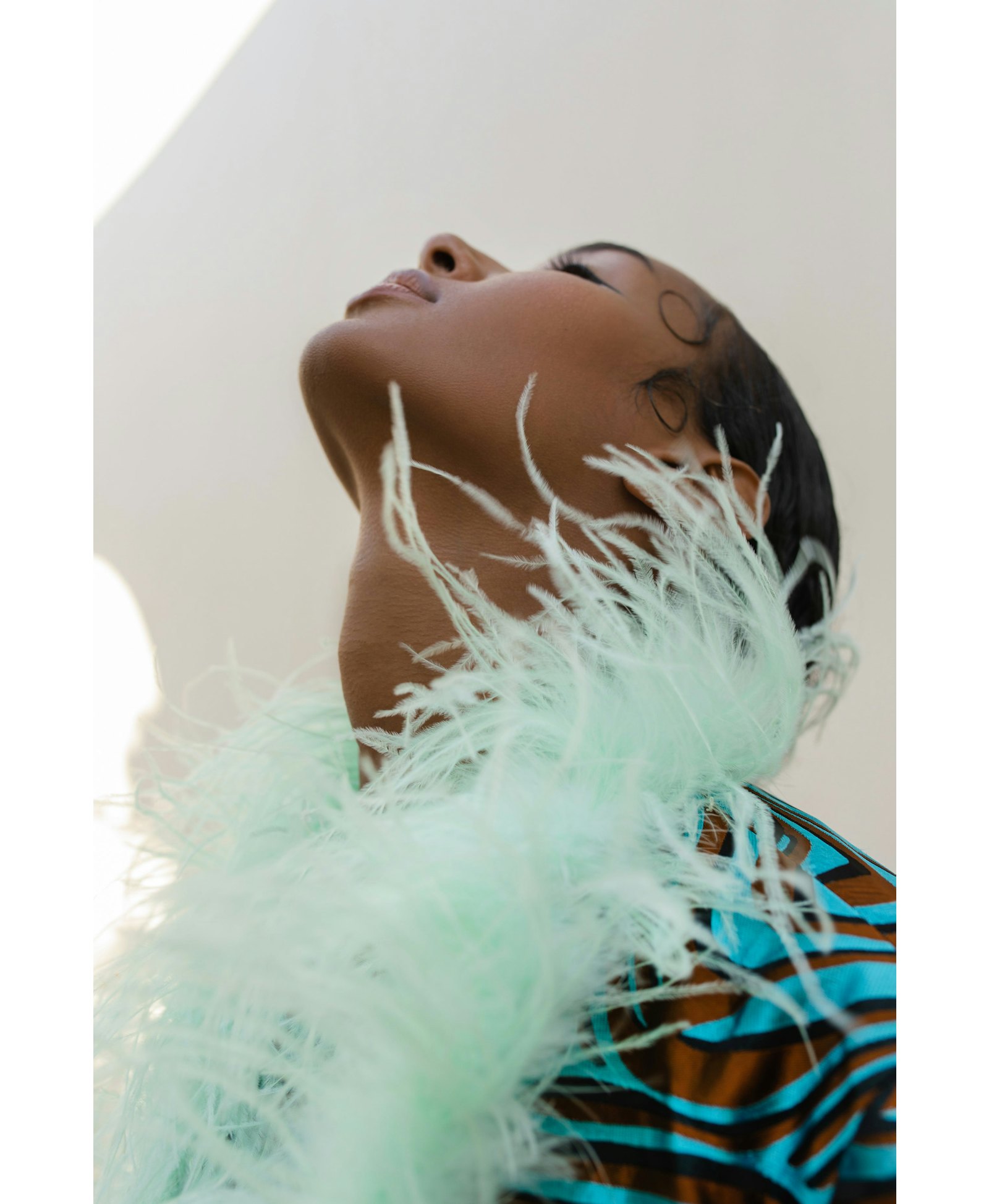 Mint Marilyn Jacket With Feathers made by ANDREEVA