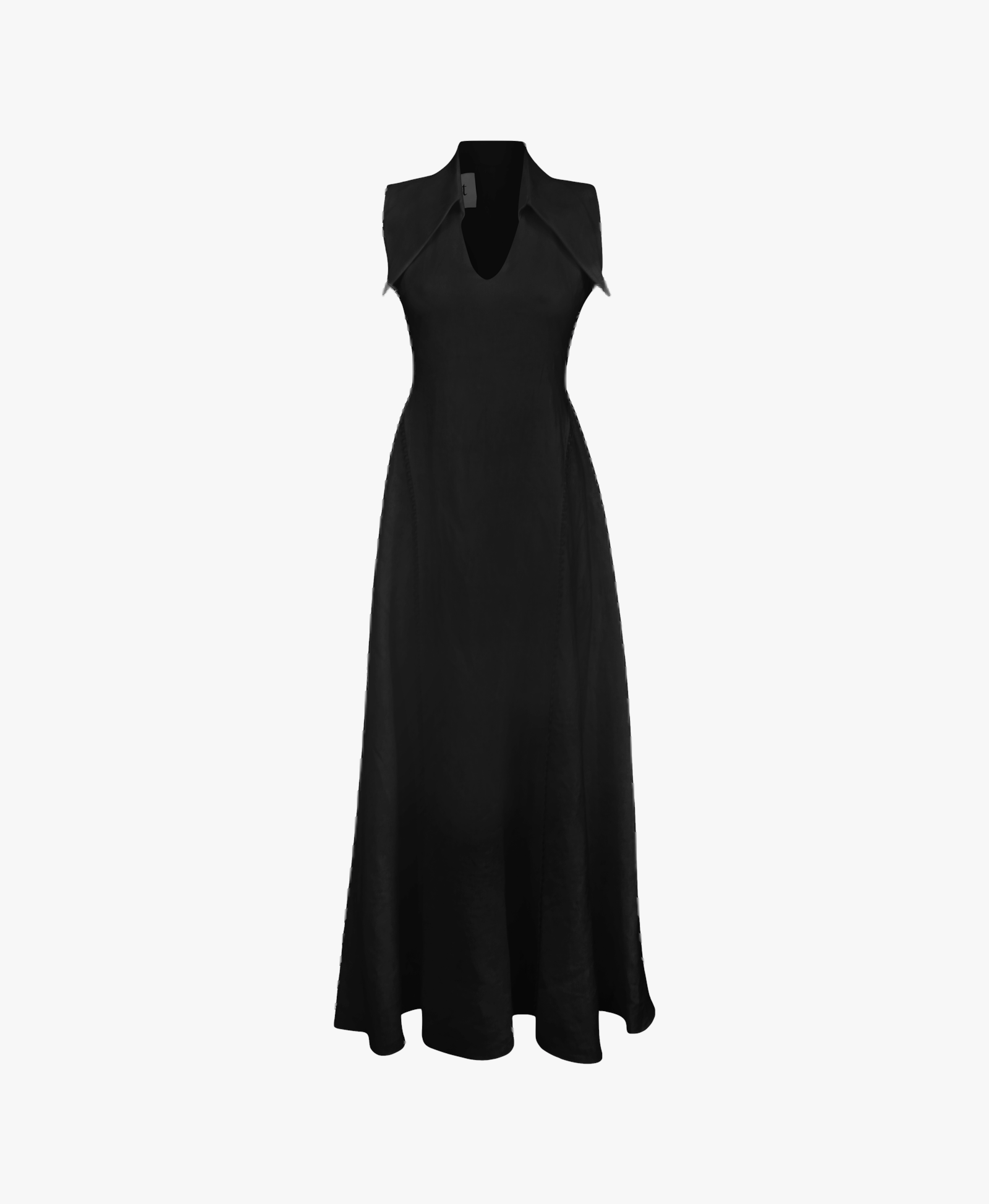 AMARI Sleeveless Maxi Black Linen Dress in Black made by MAET