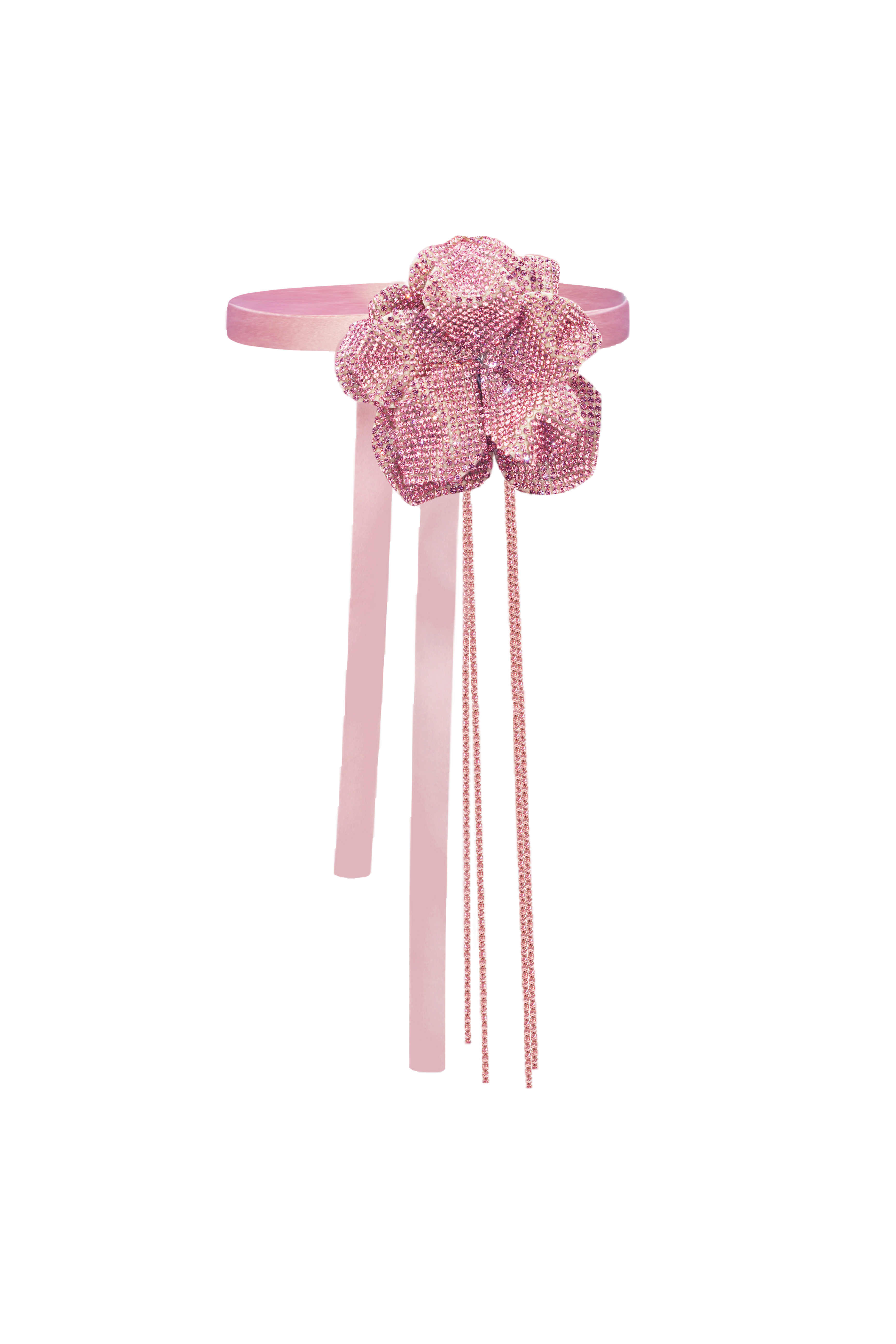 Nué Crystal Flower Choker In Pink